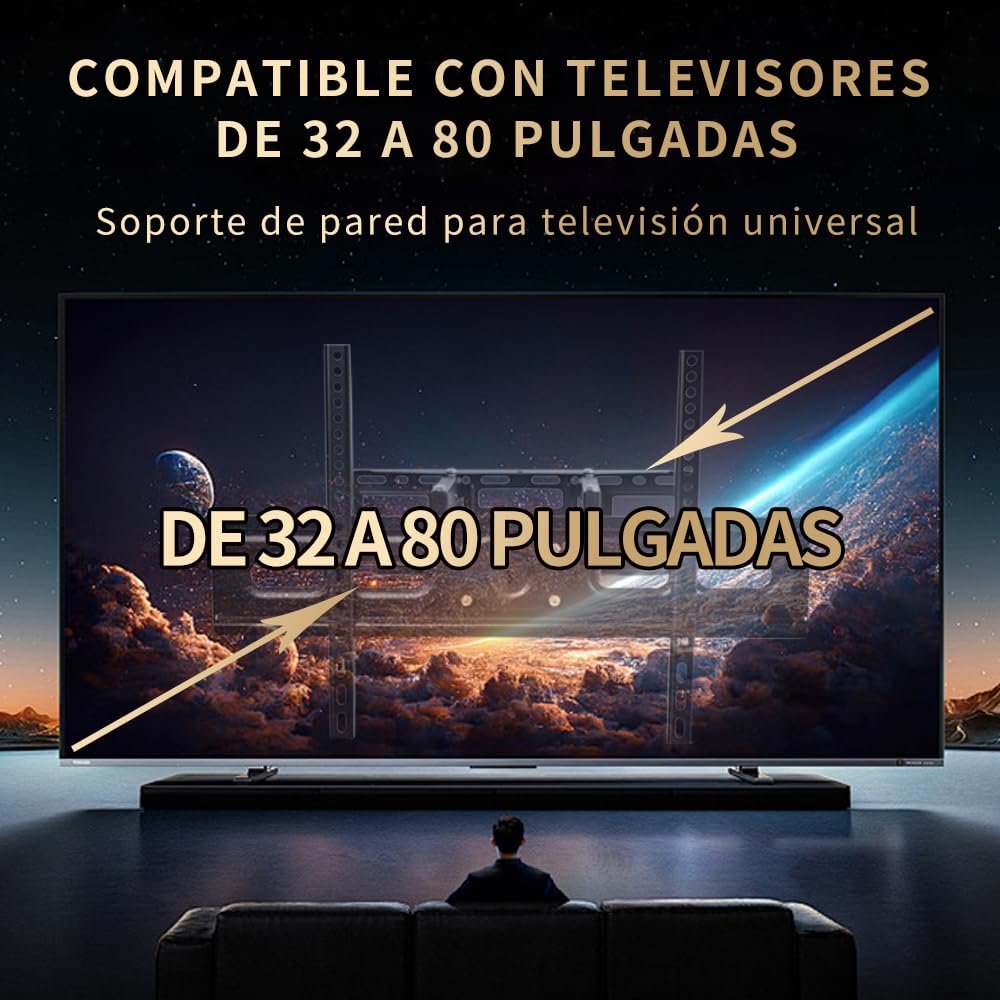 BuFan Supporto TV da 32-80 pollici, supporto da parete per TV LED/LCD/4K/OLED inclinabile e schermo girevole con doppio braccio articolato, max VESA 600 mm x 400 mm, fino a 45 kg