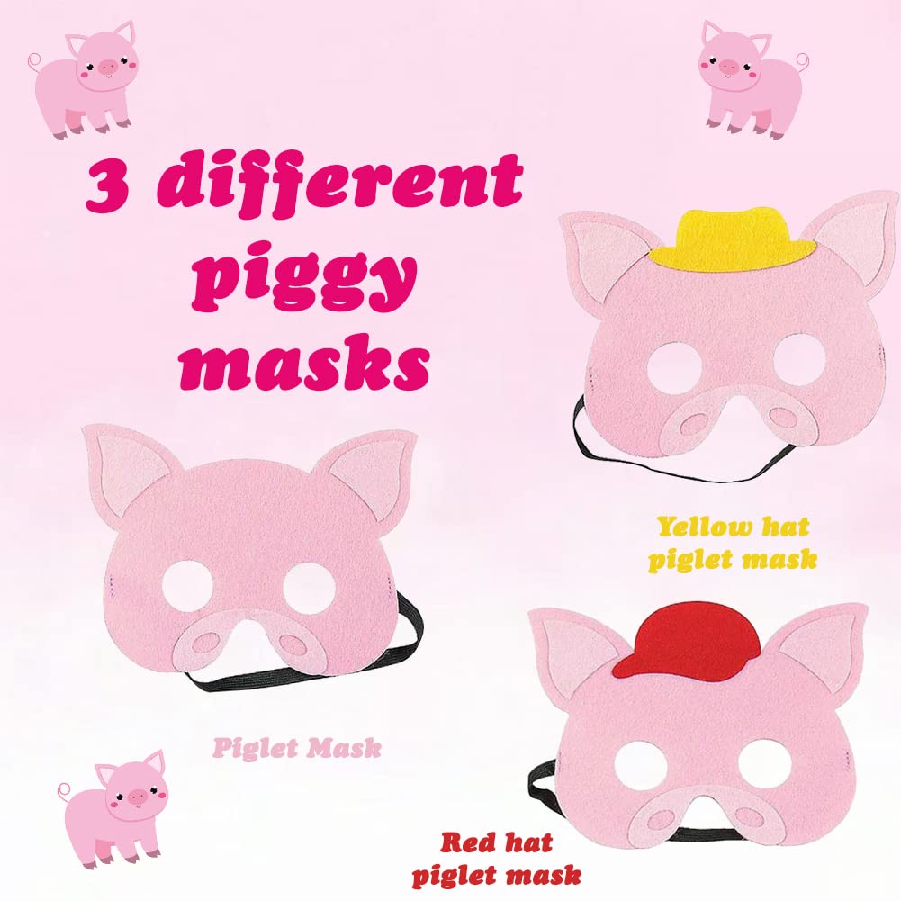 JAHEMU Animal Masks Felt Masks Children's Masks Pig Party Masks Halloween Mask Christmas Gifts Fancy Dress Carnival Party Accessories for Children - Image 3