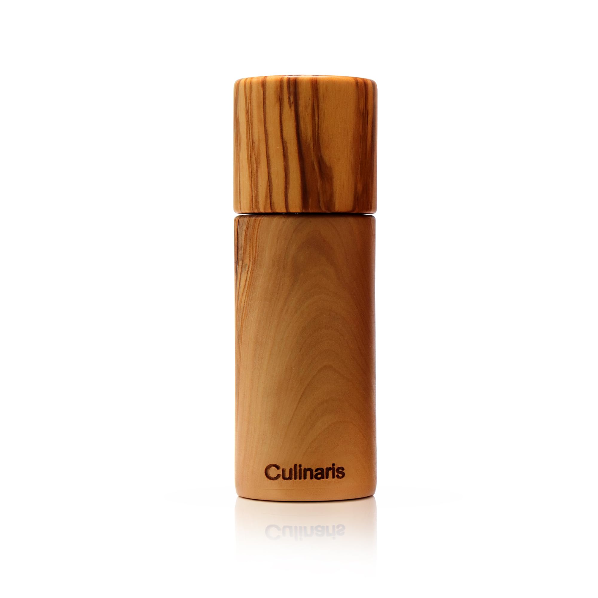 Culinaris Salzmühle 16 cm, Olivenholz, Keramikmahlwerk, Ø 5,5 cm x Höhe 16 cm, Gewürzmühle für Salz, getrocknete Kräuter und Gewürze