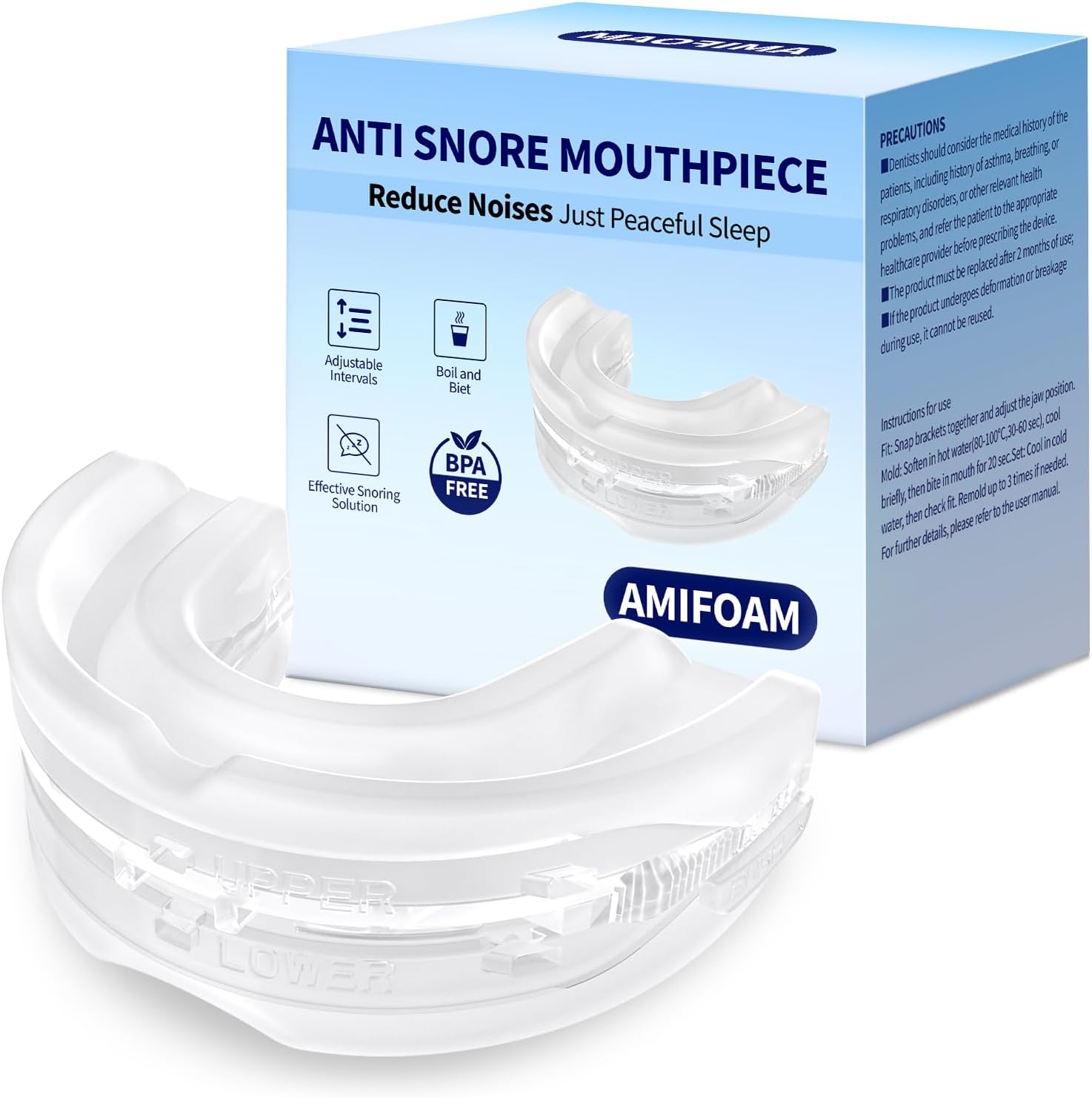 Anti Snore Mouthpiece - Snore Stopper Mouth Guard for Men & Women, Adjustable Anti Snoring Device(L)