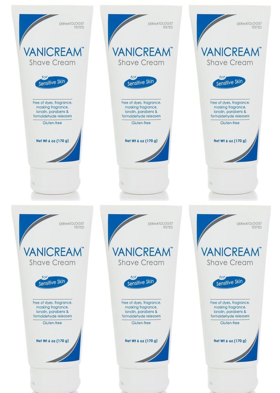 Shave Cream For Sensitive Skin 6 oz (Pack of 6)
