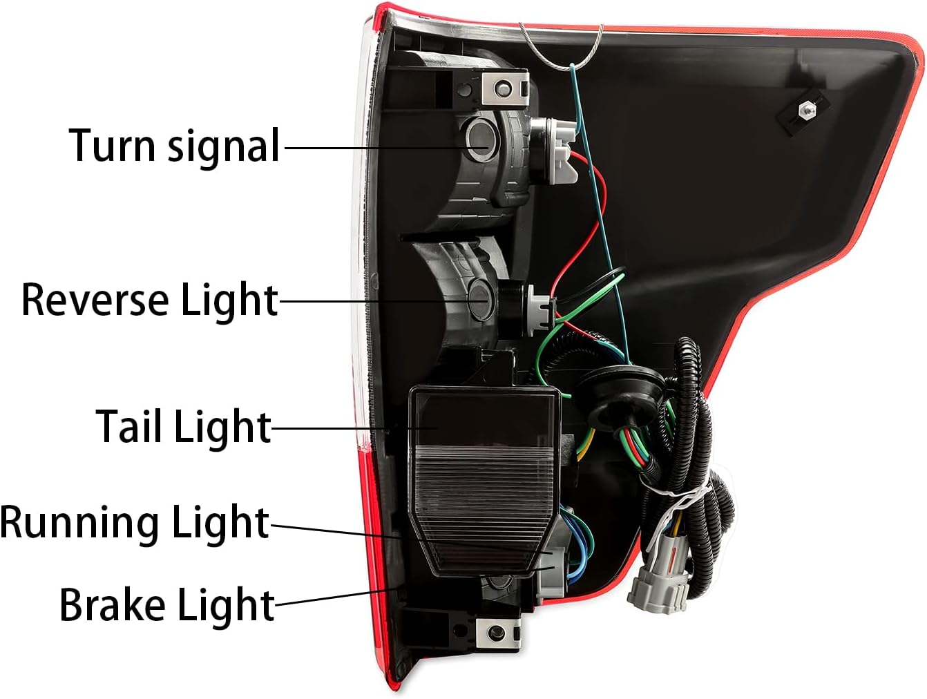 HECASA Rear Left Tail Light Brake Lamp Compatible with 2016-2023 Nissan Titan and Titan XD (Driver Side w/Bulbs) - Replace for 26555-EZ23D
