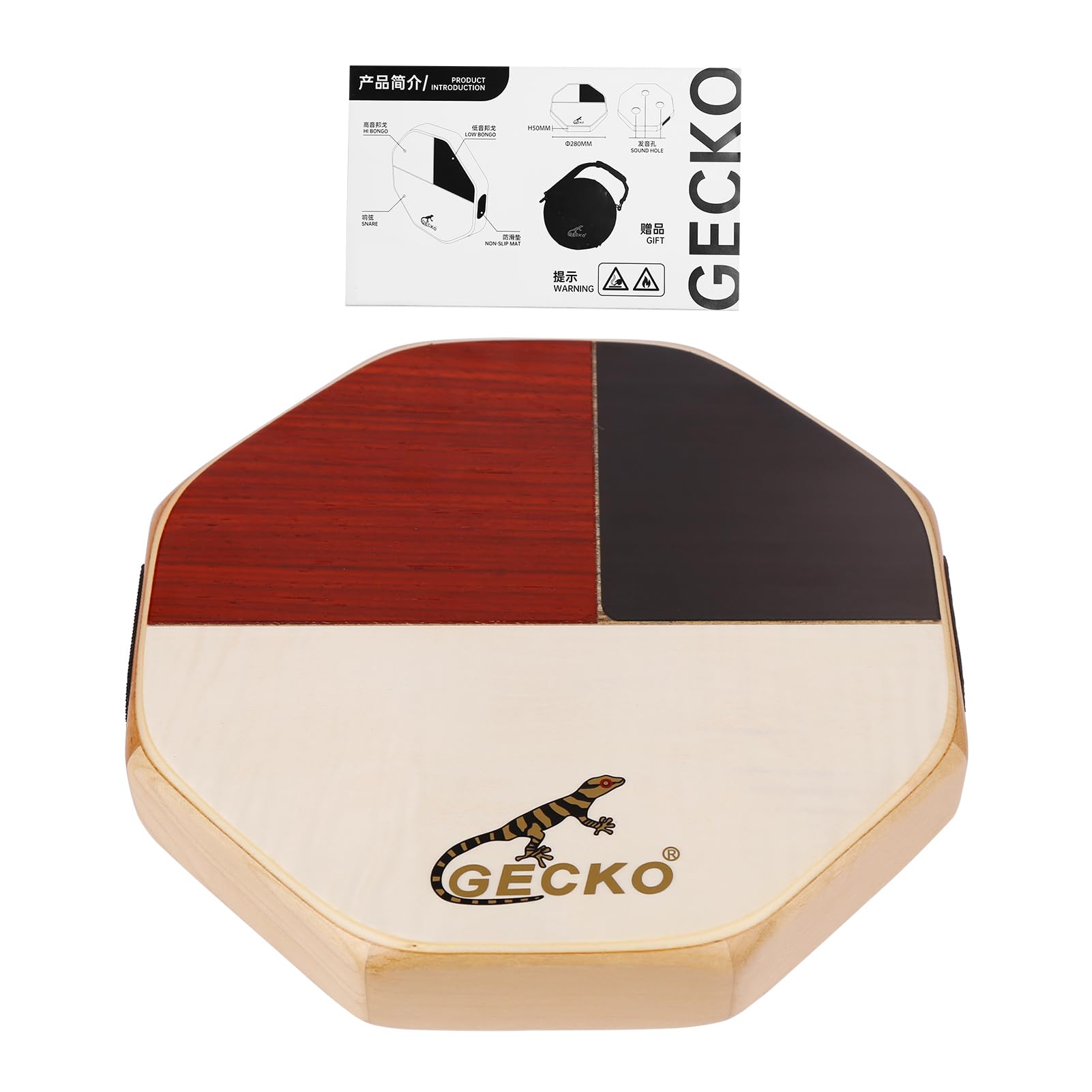GECKO SD6 Cajon Drum Instrument Perkusyjny Przenośny do Podróży Bęben Ręczny na Kemping z torbą