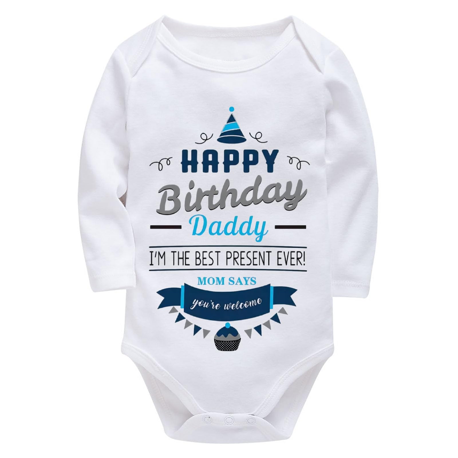 WOOYONGING Happy Birthday Daddy Bodysuit Baby Girl Long Sleeve Neutral Girl Baby Clothes White Newborn Baby Boy Clothes 0-3 Months