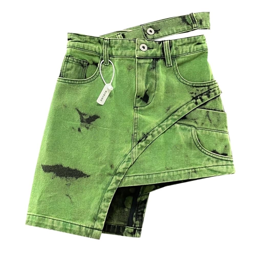 Falda Vaquera con Efecto Tie-Dye Irregular de Verano for Mujer, Faldas Cortas Acampanadas Cintura Alta para Eventos Y Fiestas