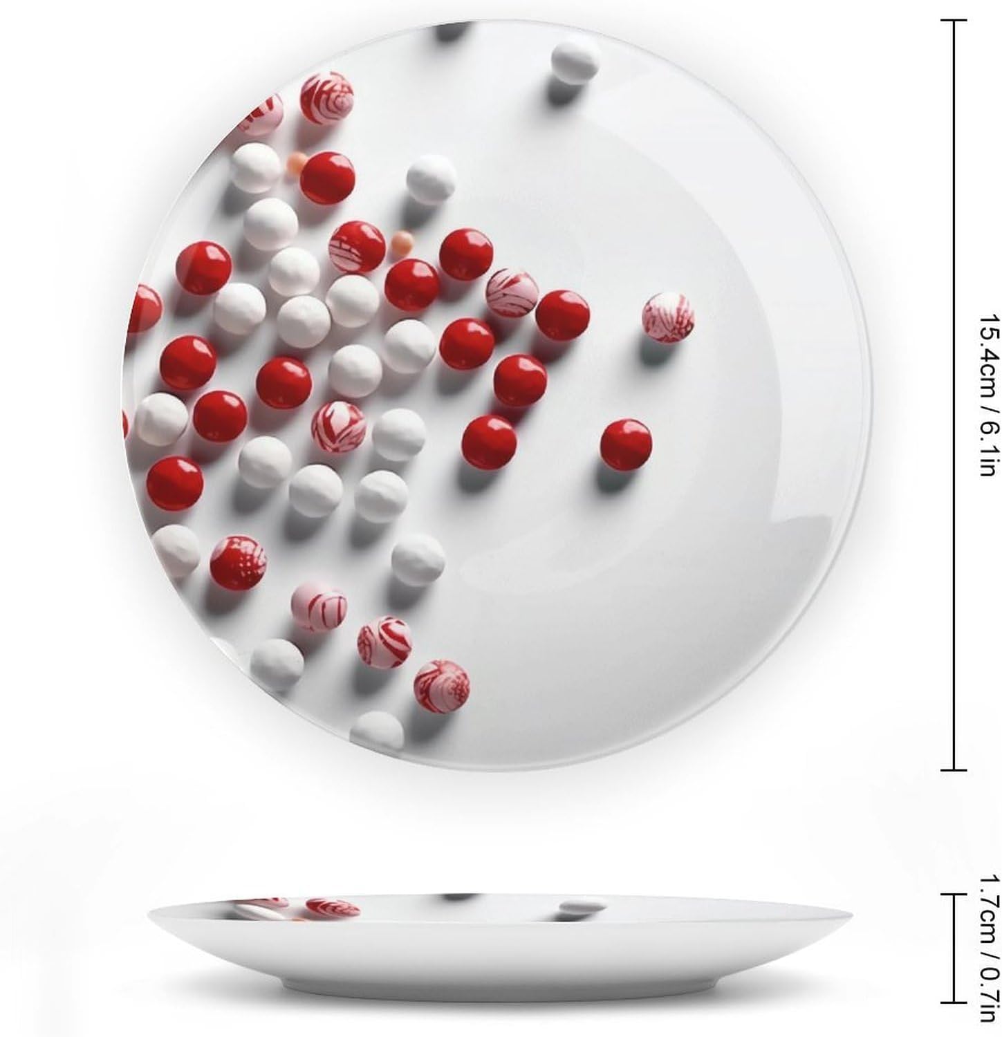 Red And White Candies Ceramic Decorative Plate for Home, Bone China Plates image 2