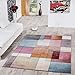 Alfombra multicolor de cuadros, pelo corto, polipropileno, multicolor, 160 x 220 cm