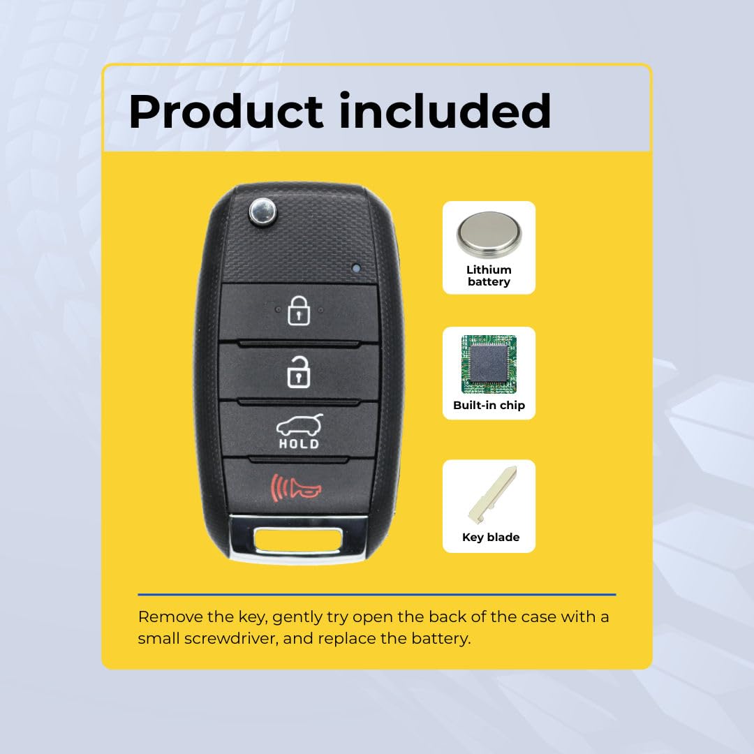 Telecomando di ricambio per telecomando senza chiave per Kia Sportage 2014-2016 a 4 pulsanti Fcc NYODD4TX1306-TFL, codice articolo 95430-3W350