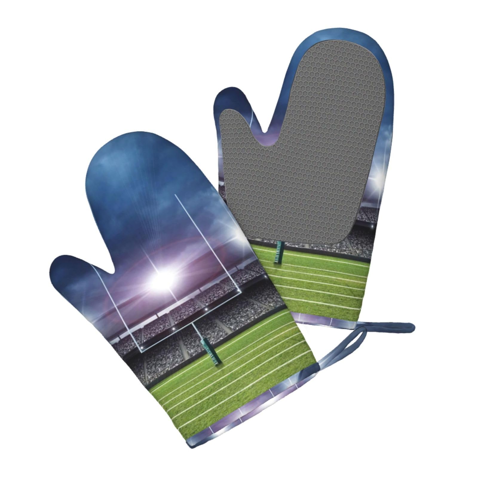 Aqrjlpo Women's Stadium Before Match Night Silicone Oven Mitts Set 2Pcs, Printed Heat Resistant Non-Slip Silicone Oven Gloves For Kitchen Cooking Baking Microwave