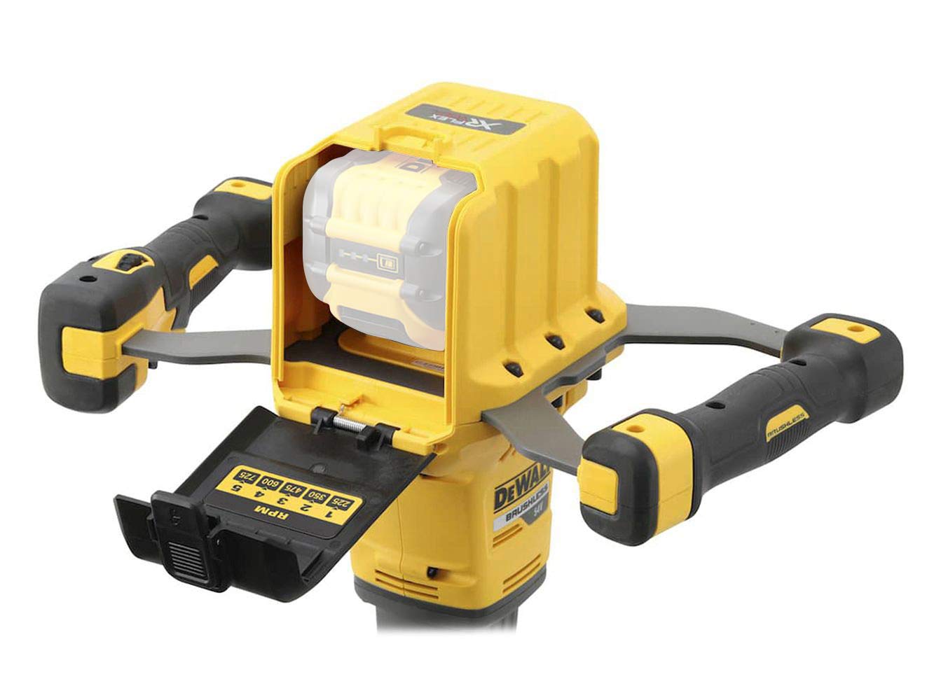 DEWALT Malaxeur à Palette XR FLEXVOLT 54 V Sans Fil - Sans Batterie Ni Chargeur - Pour les Applications de Mélange de Plâtre, Enduit, Epoxy - 5 Vitesses Variables - Conception à 2 Poignées DCD240N-XJ