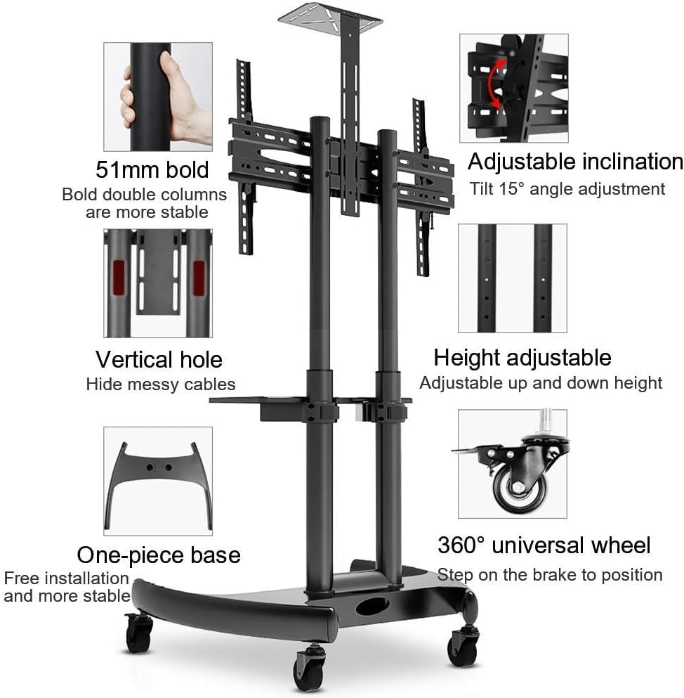 Soporte móvil para TV con ruedas para pantallas de 32 a 70 pulgadas miniatura 4