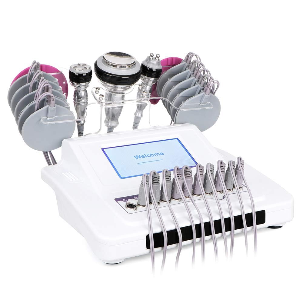 Generico Apparecchio Professionale 4 in 1: cavitazione a 40.000 Hz, EMS e RF per rimodellamento del Corpo, rassodamento della Pelle, Trattamento di Rughe e Cellulite - Uso Domestico e in Salone