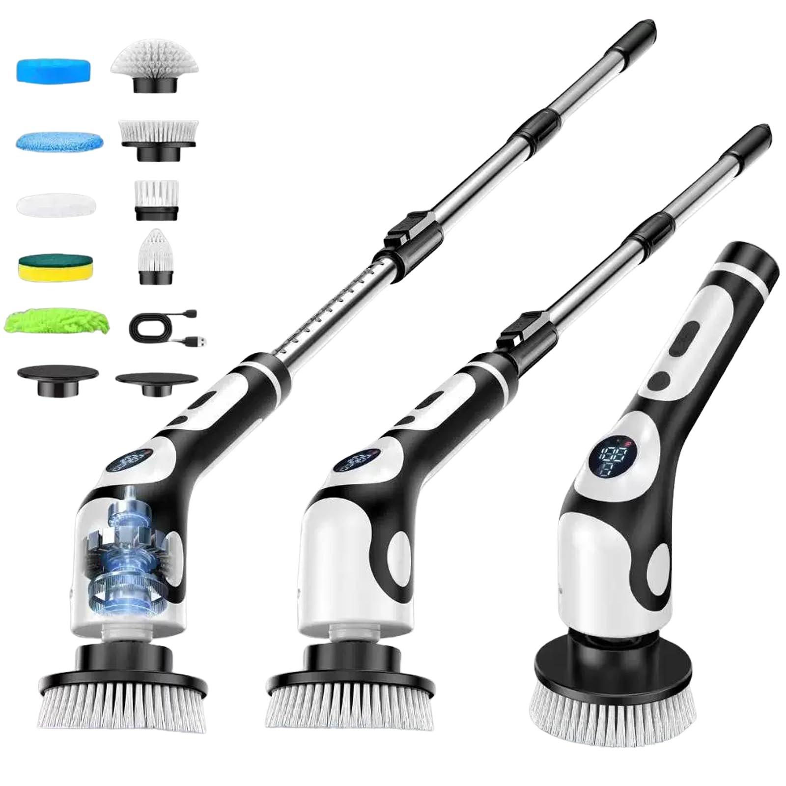 Brosse rotative nettoyage electrique sans fil avec annonce vocale et ecran LCD