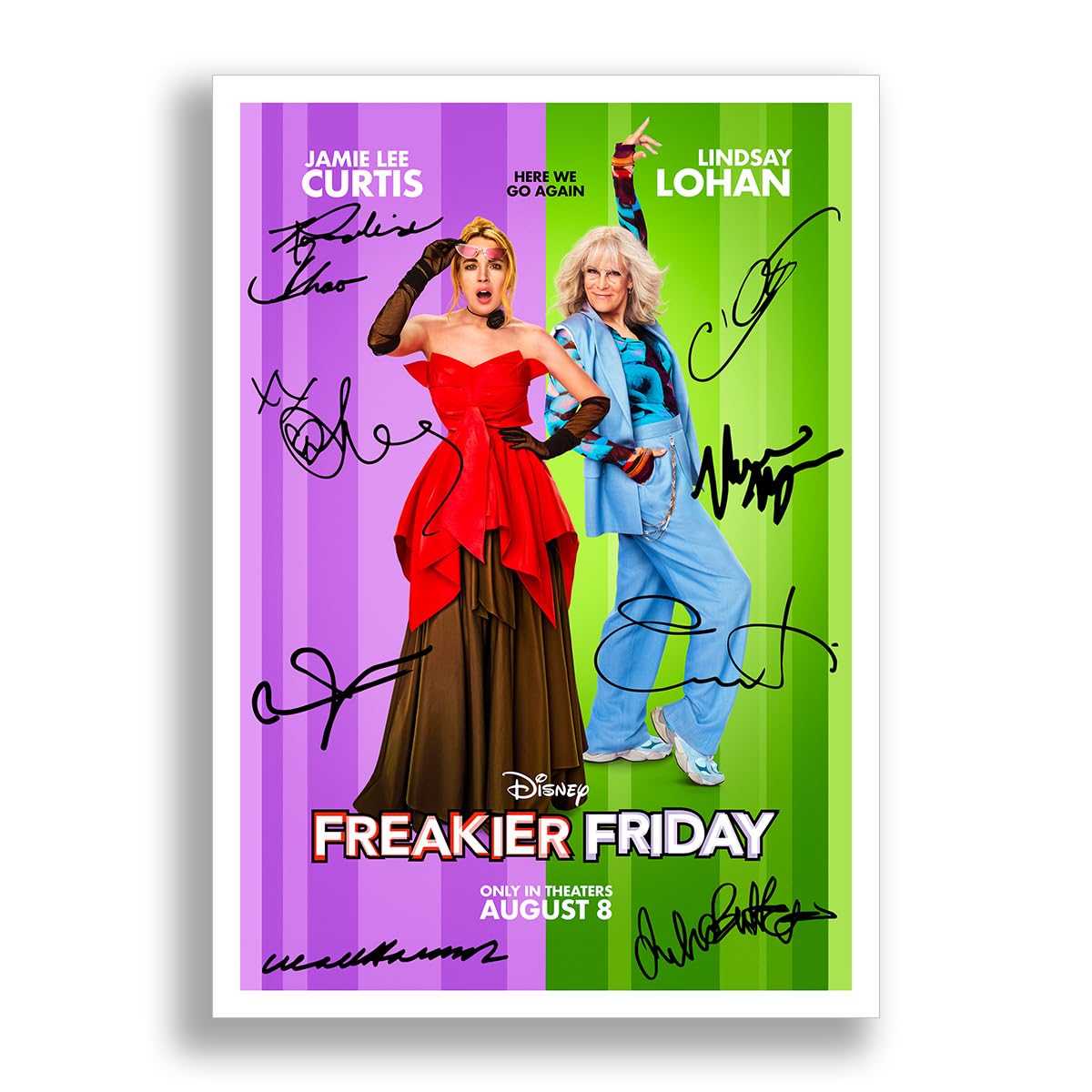 Freakier Friday Cast Signed Autograph Poster Photo Print Framed Memorabilia Tv Show Series Season Gift Jamie Lee Curtis Lindsay Lohan (A4 POSTER ONLY)