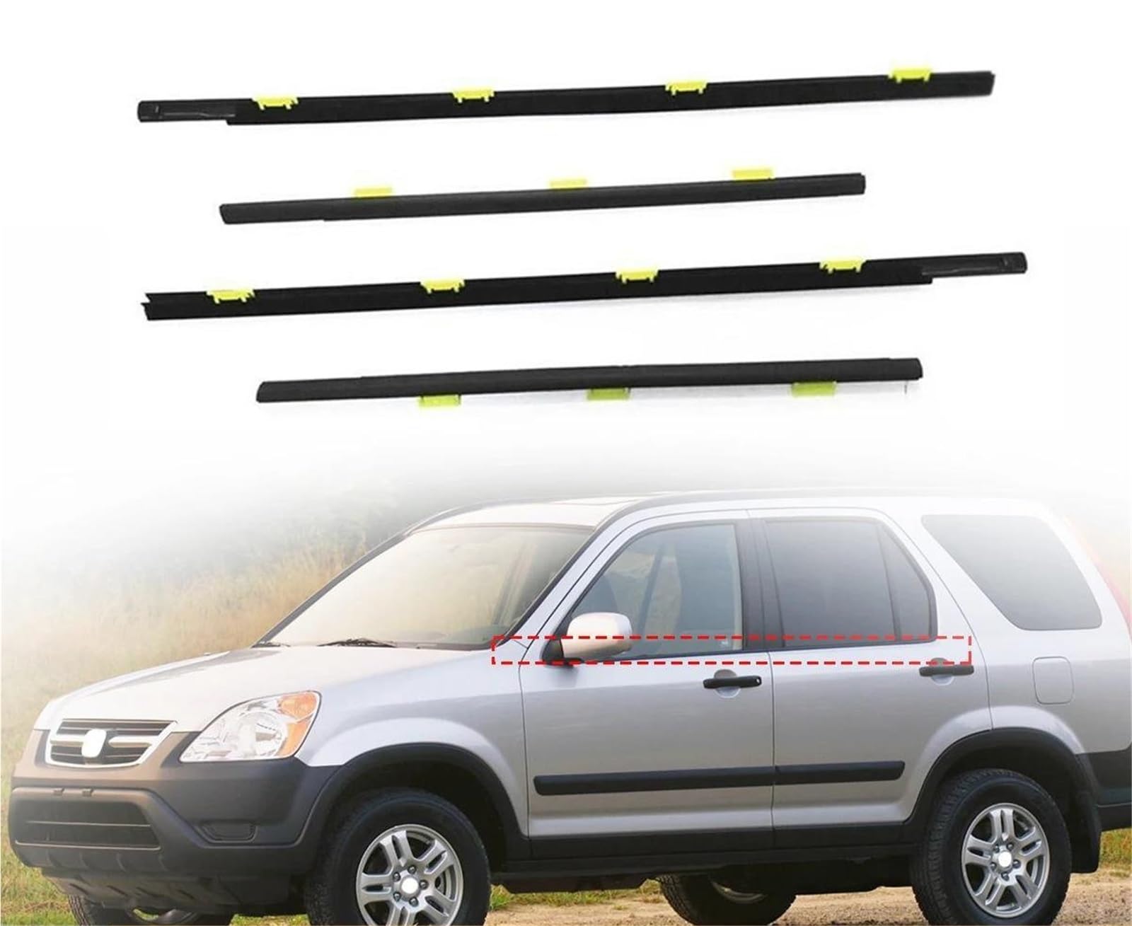 Zapora One Color 4Pcs Car Outer Windows Rubber Weatherstrip Waterproof Pressure Strip Parts For Cr-V 2002 2003 2004 2005 2006