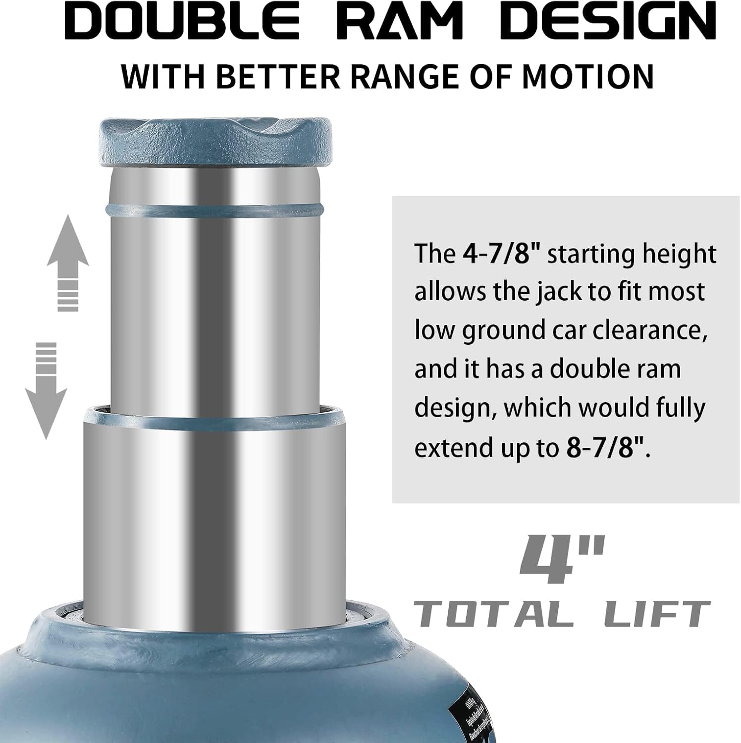 BAOSHISHAN Cric double 10T 128-223 mm pour voiture, réparation automobile et levage de maison (profil bas soudé)