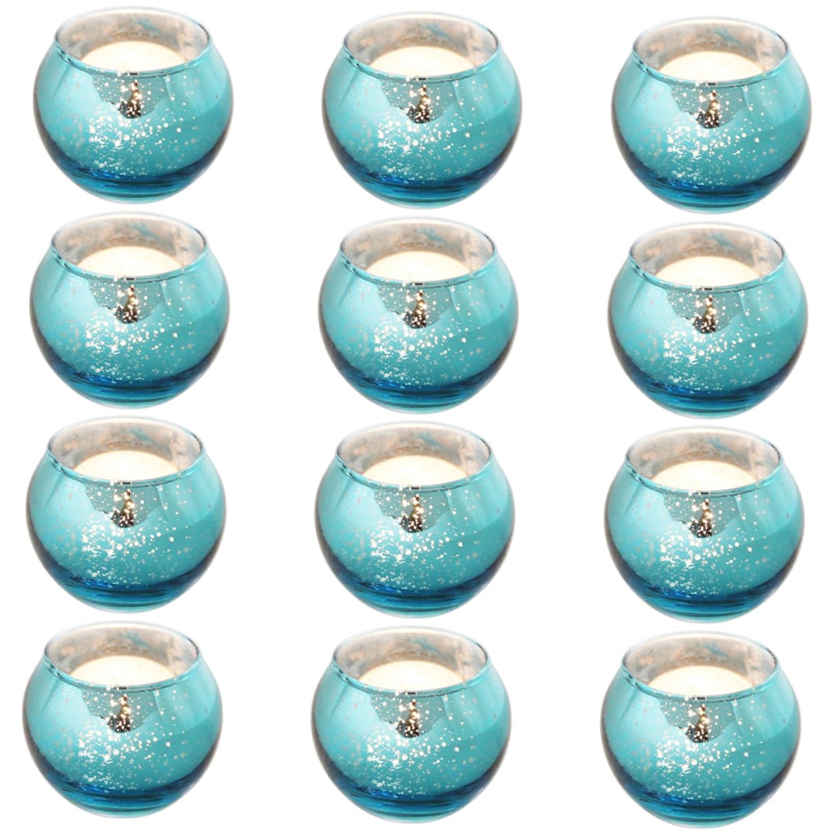 Blaue Glaskerzenbecher 12 Stück, Schlichtes Dekoratives Design