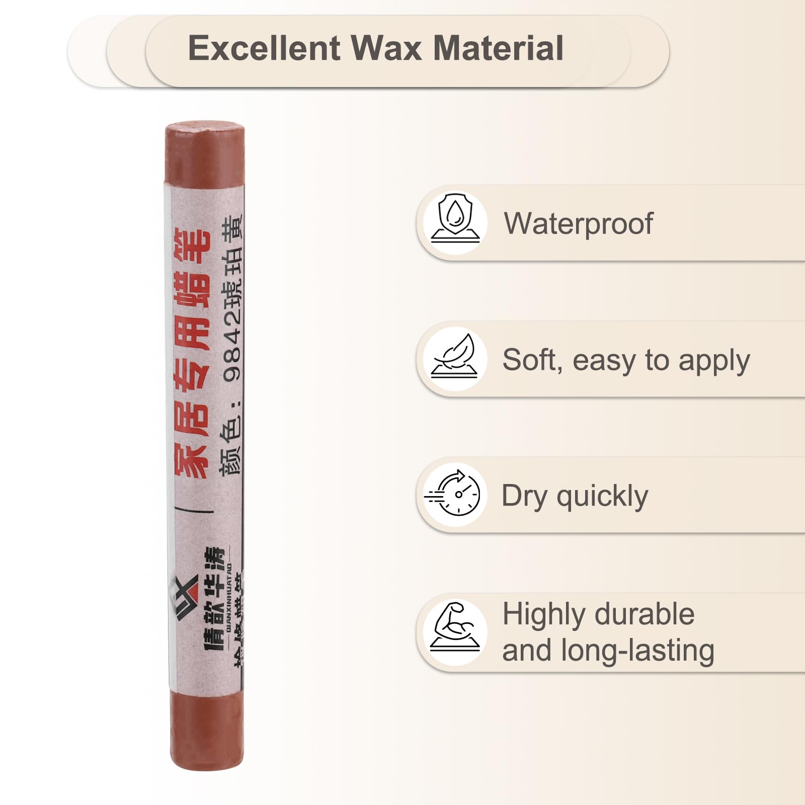 PATIKIL Furniture Repair Crayons, 6 Pcs Wax Wood Filler Sticks Wood Wax Crayons for Scratches Wood Floor, Holes, Tables, Amber Yellow - Image 3
