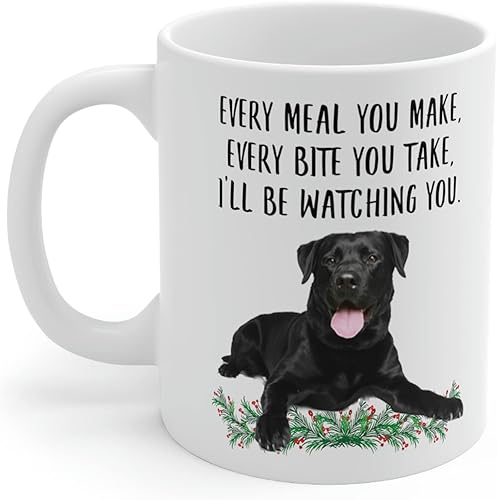Miniatura 3 de Lovesout Funny Labrador Retriever - Taza de cerámica de 11 onzas con texto en inglés Every Meal You Make Every Bite You Take, regalo negro para