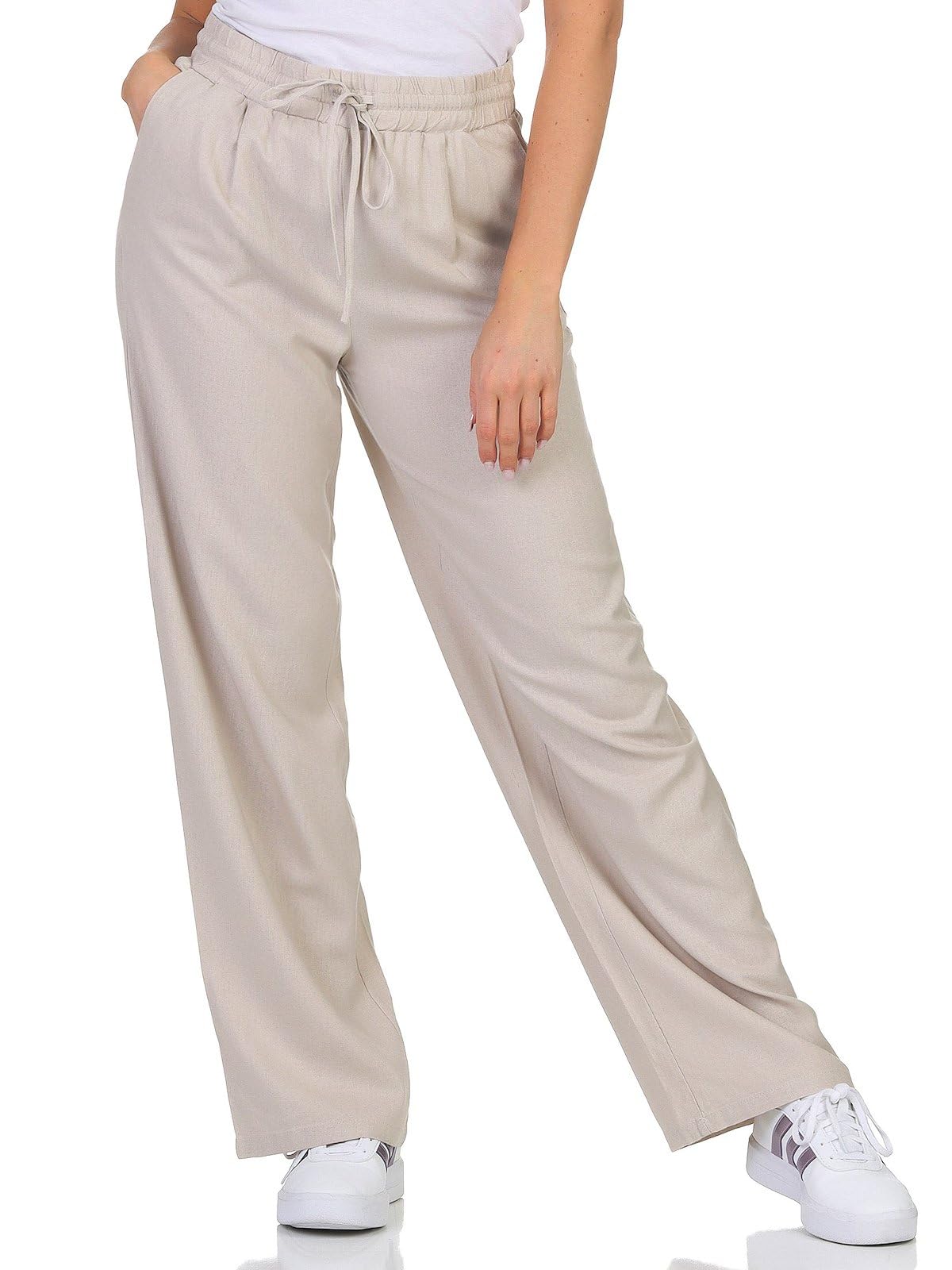 VERO MODA Womens Linen Pants Silver Lining M