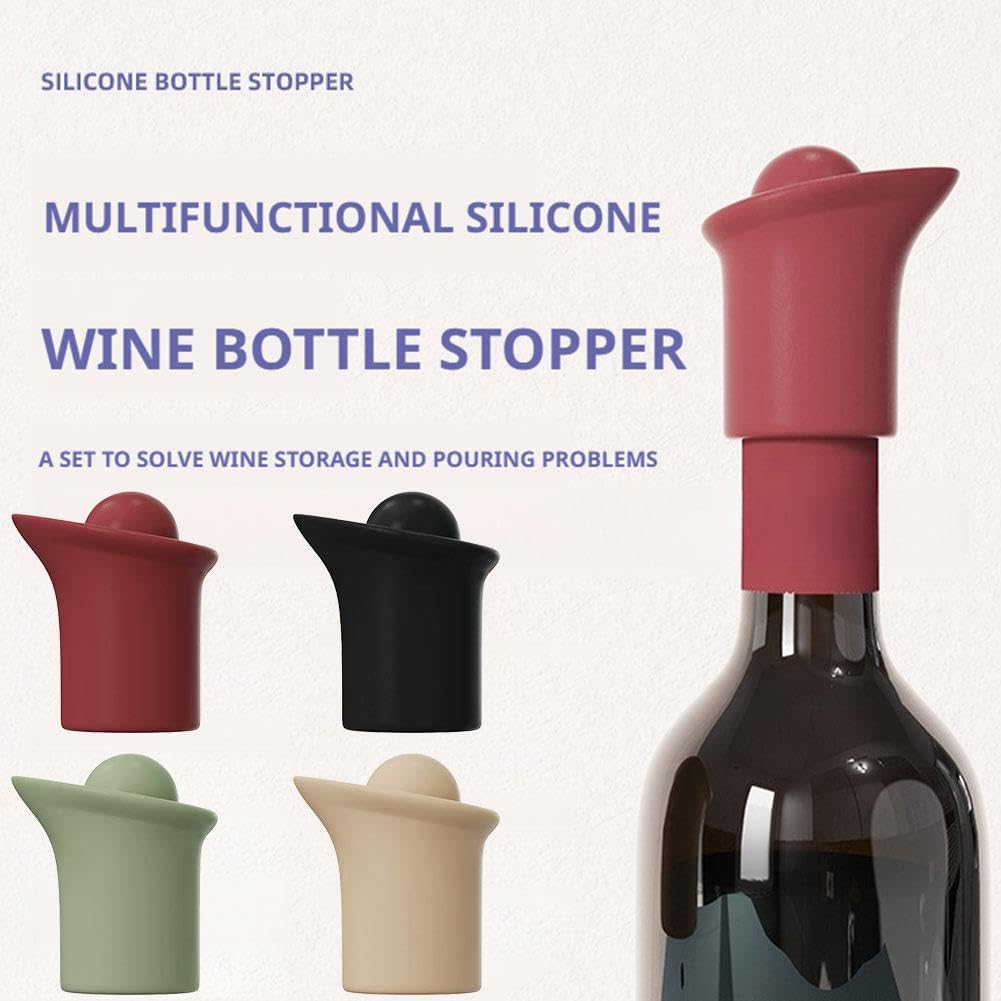 Tapón de vino de silicona para botellas, tapas de sellado reutilizables para mantener el vino fresco, tapón duradero para botella de vino con asa para uso doméstico, cerveza y champán