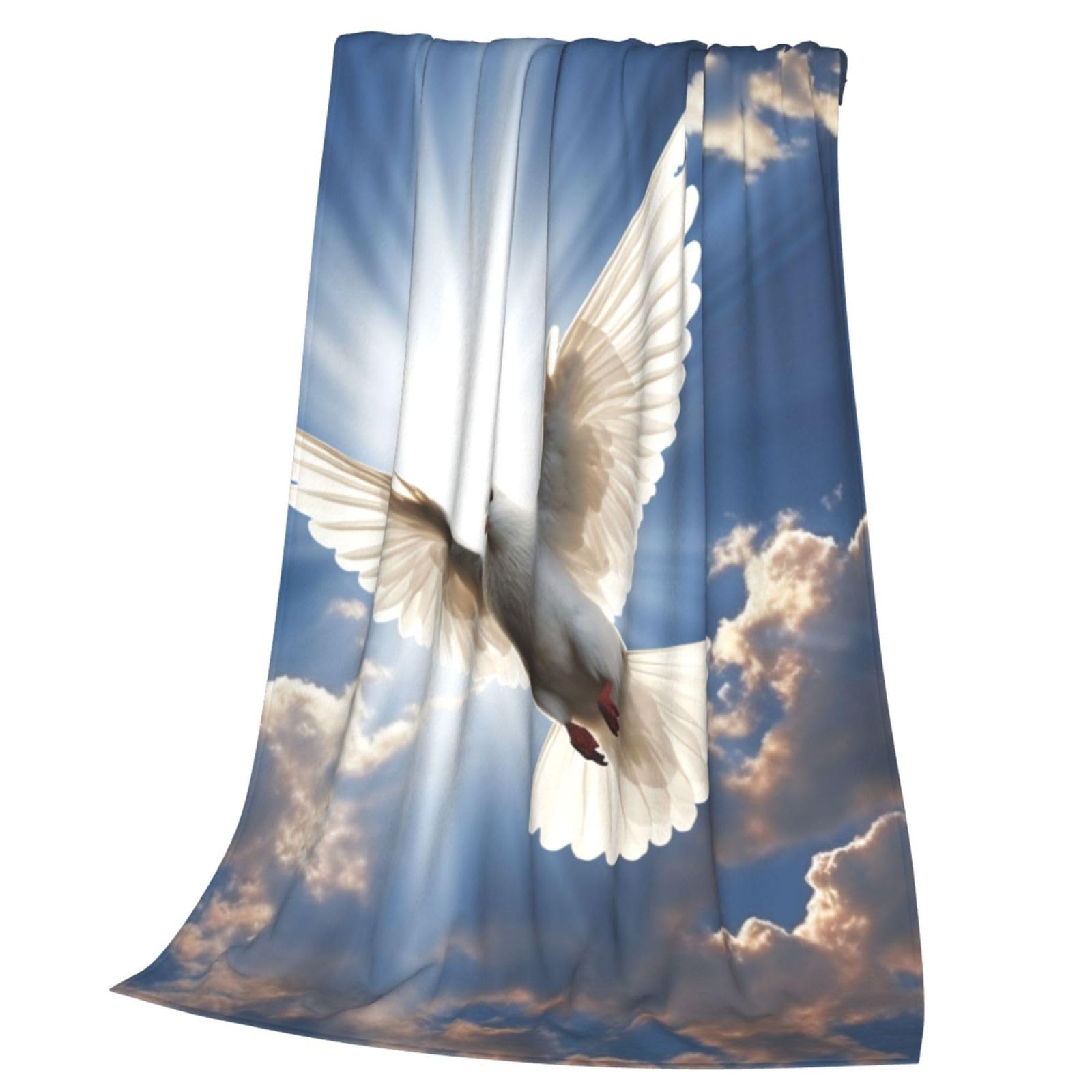 Couverture pour canapé flanelle ciel tourterelle : plaid microfibre doux 4 saisons