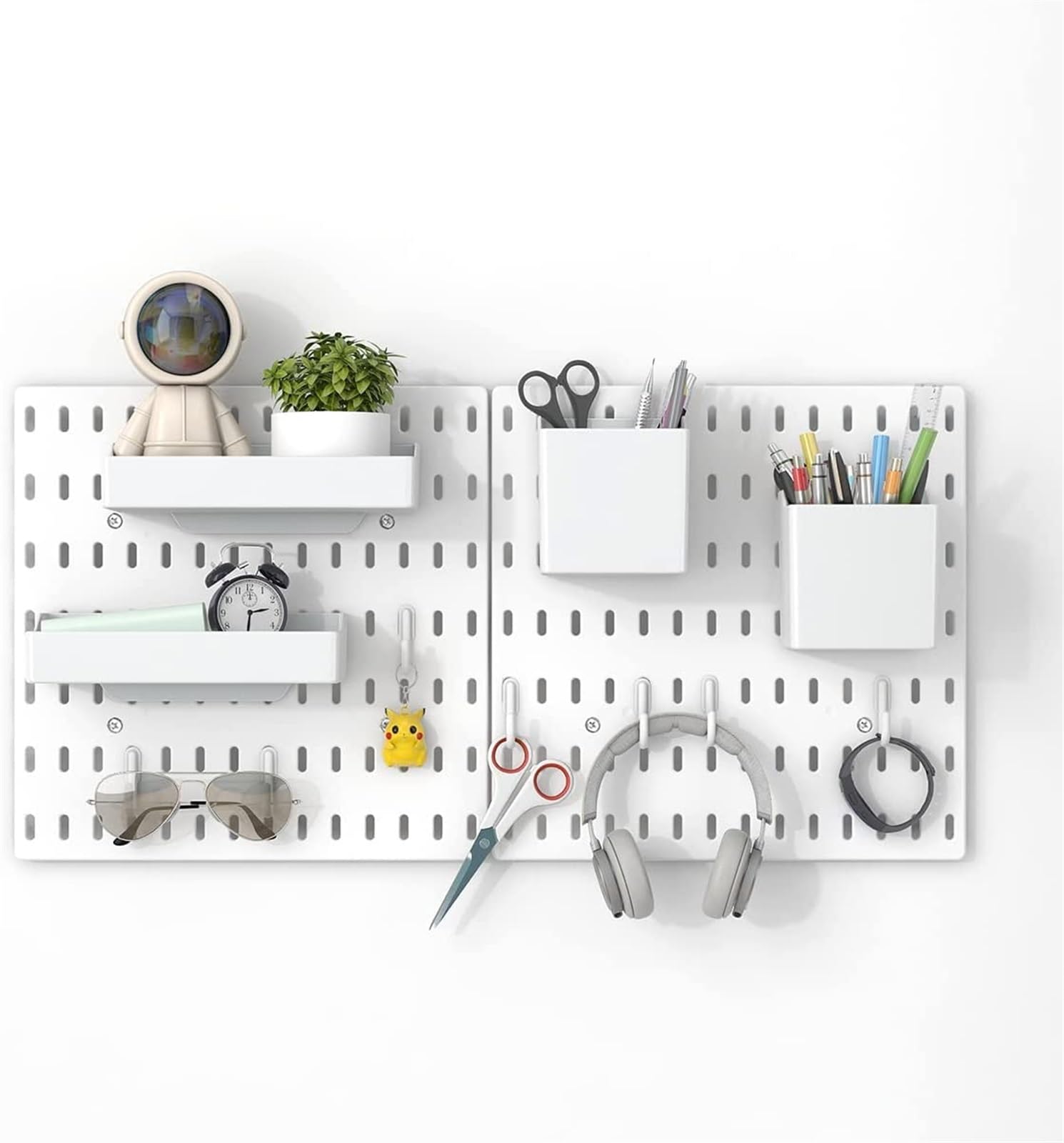 THE WHITE SHOPWall Mount Display Pegboard Panel Kit, Pegboard Combination Wall Storage Kit, Pegboard Organizer, 2 Pegboards and 9 Accessories Modular Hanging for Home Office