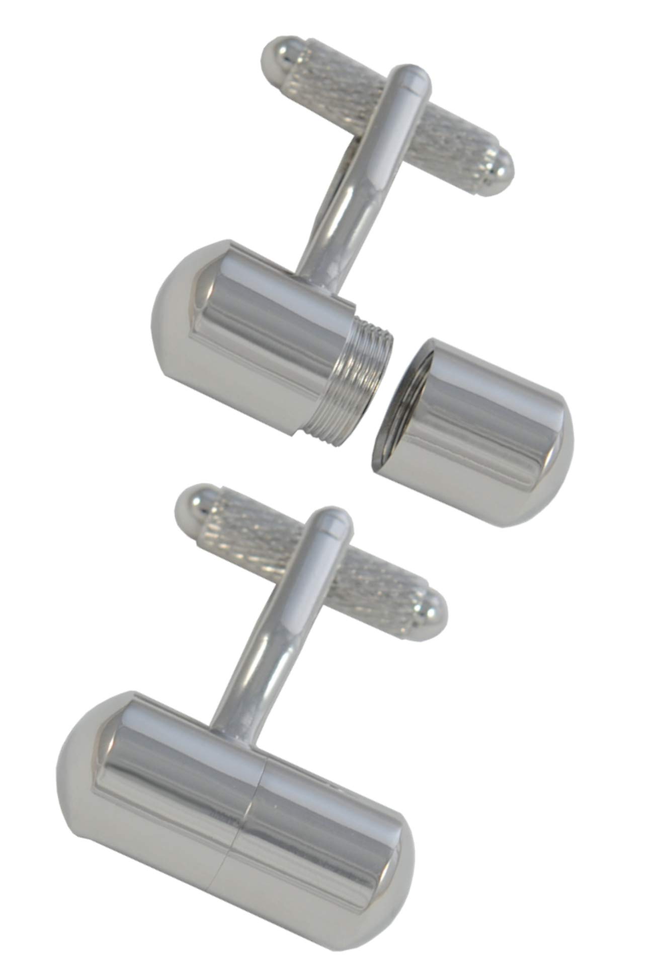 Boutons de Manchette - Avec Boîte - Pour Homme - Capsule Secrète | Couleur Argent - Laiton - Dévisser pour Révéler le Compartiment Secret - Une Paire