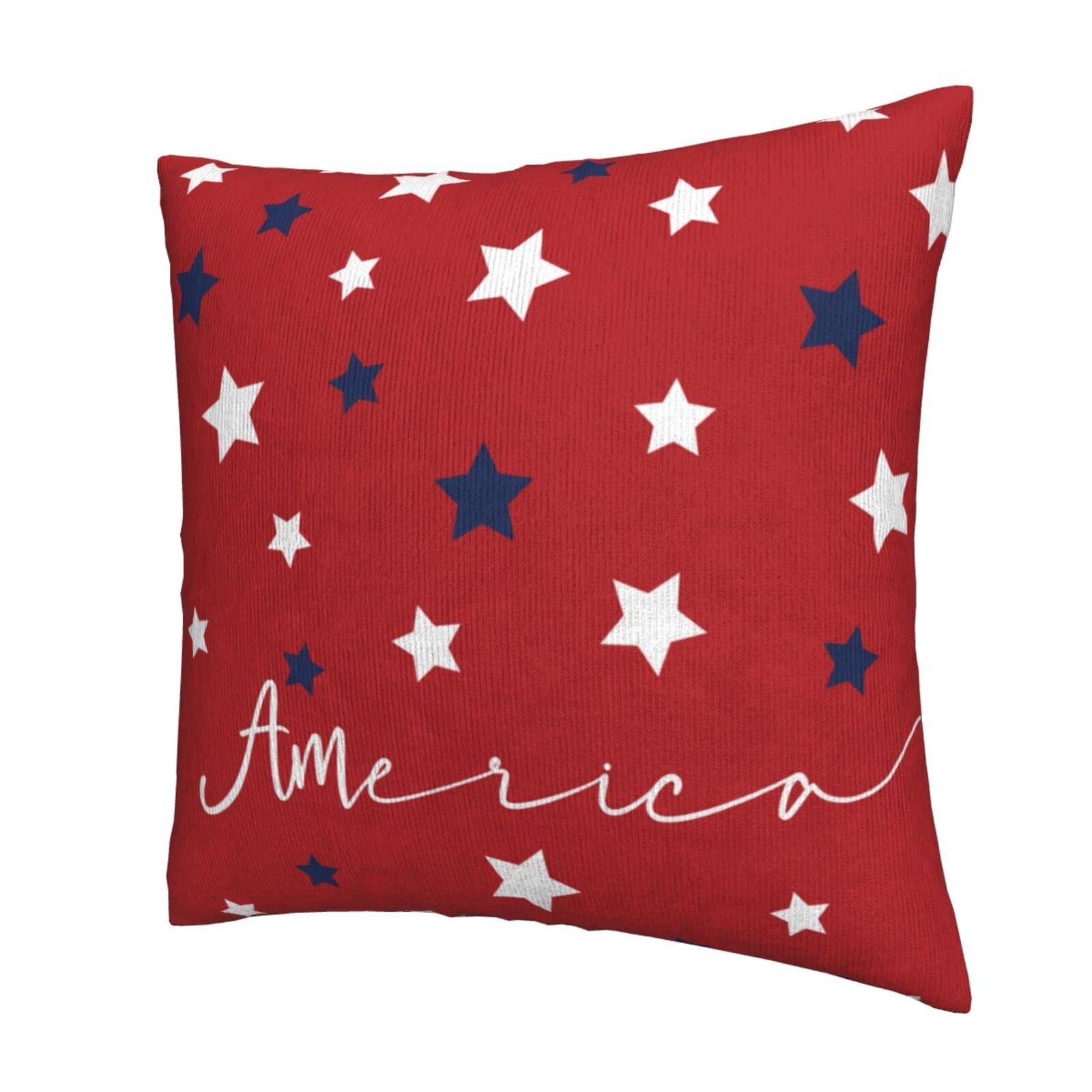 4th of July Pillow Covers 20x20 Set of 2, Memorial Day Patriotic Throw Pillows Holiday American Flag Rustic Blue Red Stars Decorative Pillowcase Cushion Cover for Independence Day Home Outdoor Decor 1