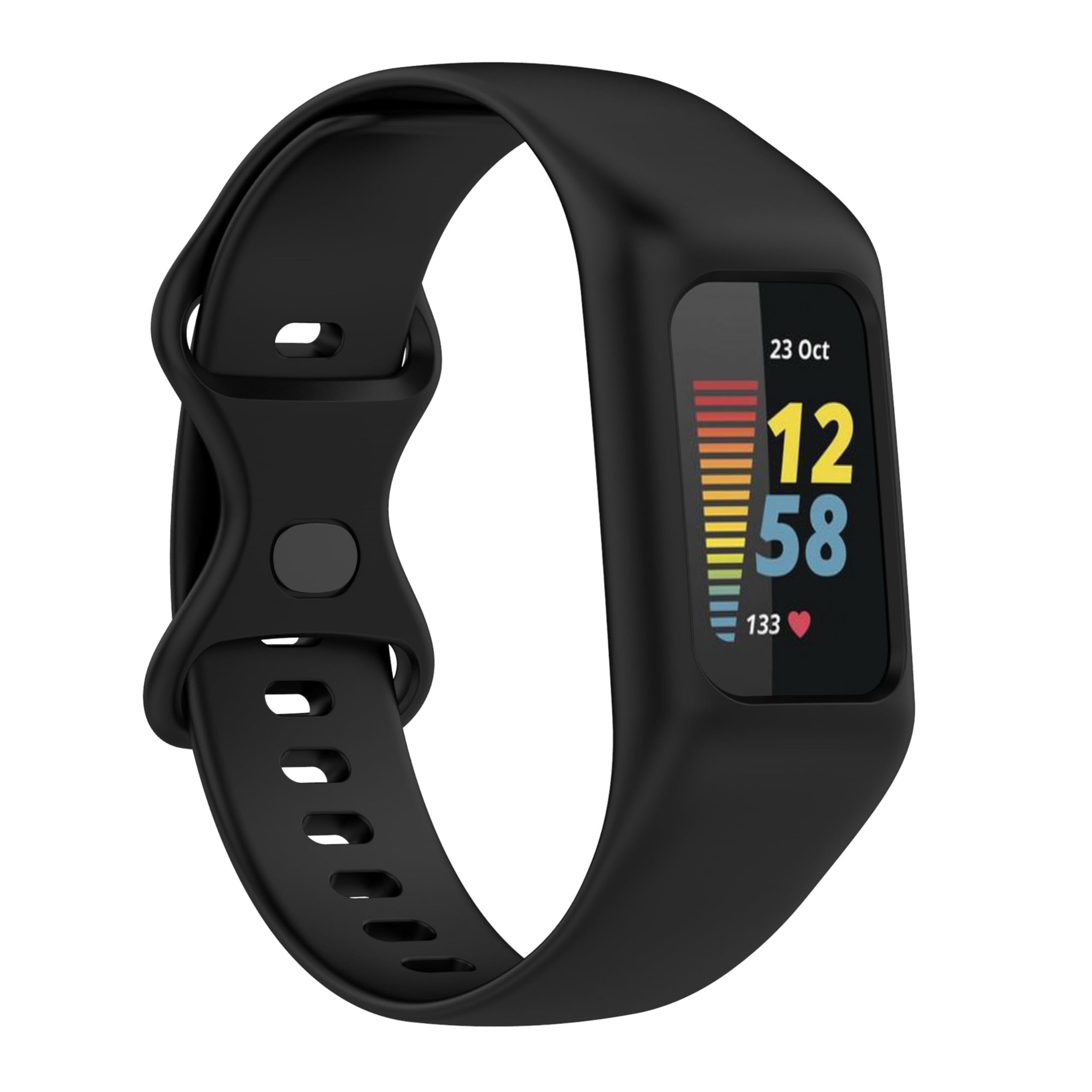 CZhkg Sport Watchbands for Fitbit Charge 5/Charge 6 Strap, Silicone Replacement Quick Release Bracelet Armband Wristband Integrated Adjustable Ban'd for Fitbit Charge 6/Charge 5 Watch (black)