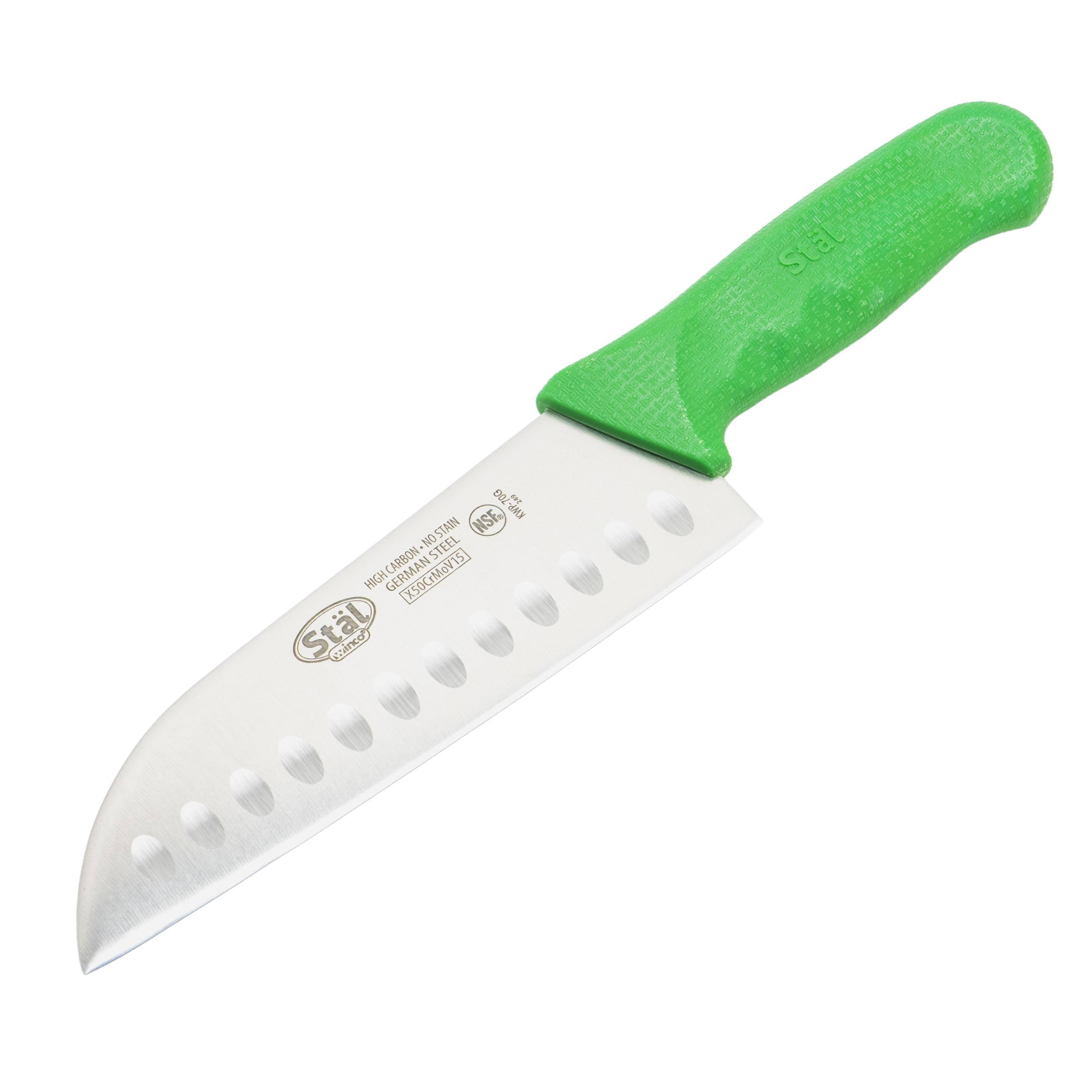 Winco 7" Green Plastic Santoku Knife — Amazon image 3
