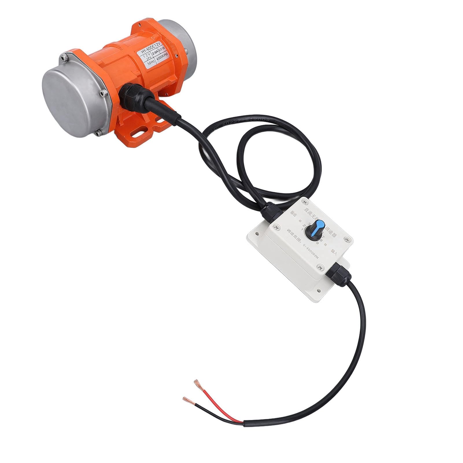 Omabeta DC Vibration Motor, Concrete Vibrator Motor High Efficiency 12V IP65 Waterproof 4000RPM Fast Heat Dissipation with Speed Controller for Construction (60W)