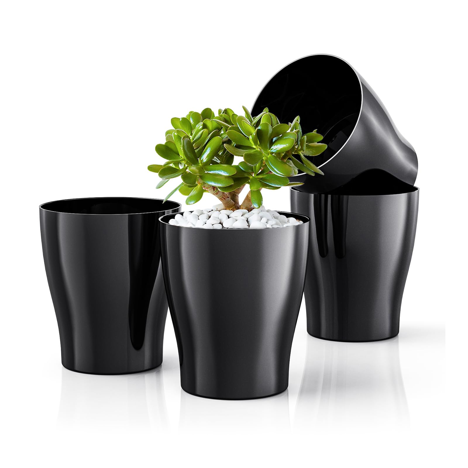 Snapklik.com : 4 Inch Plant Pots,4 Pack Flower Pots For Indoor Plants ...