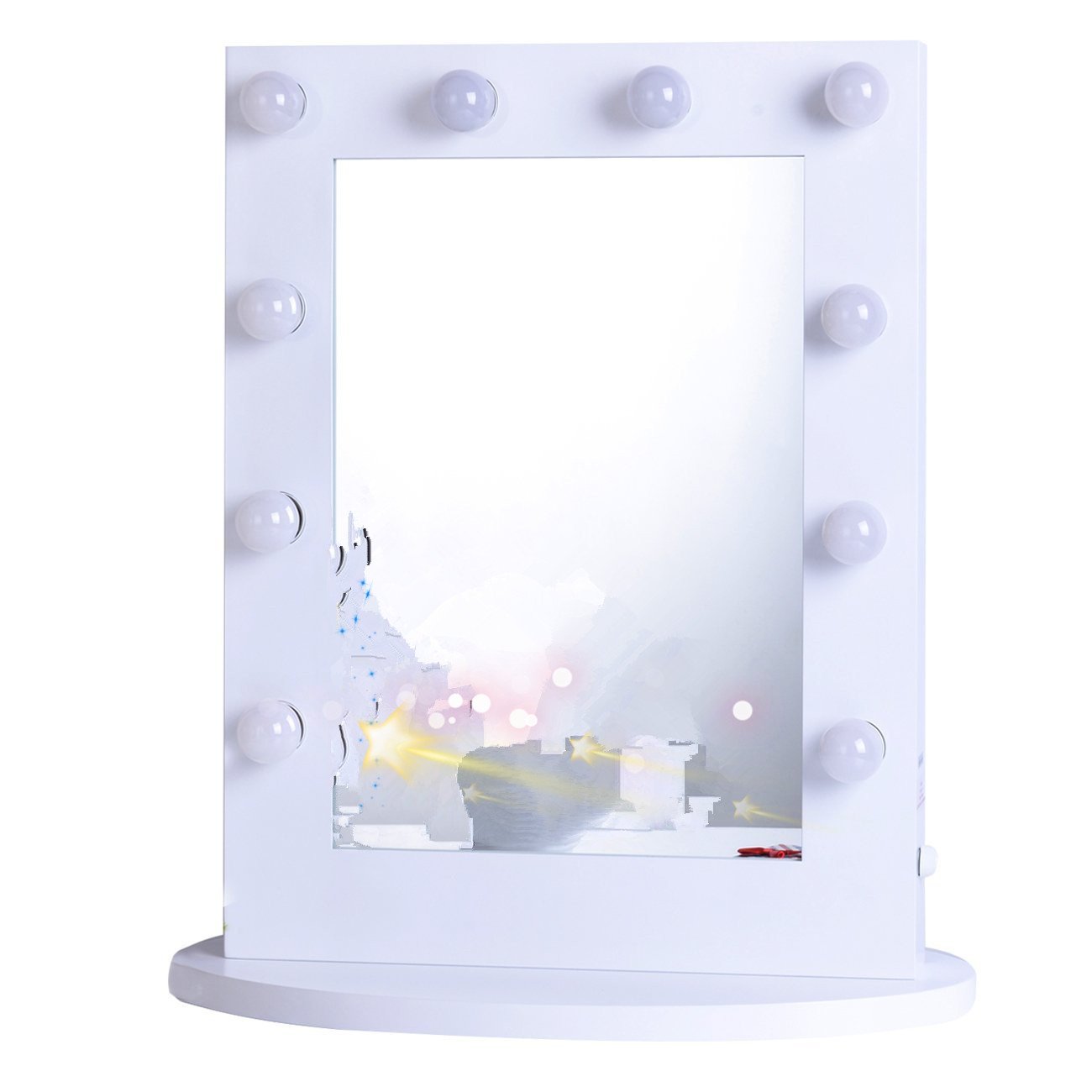 COJOYEE Makeup Mirror with light White Vanity Mirror Dressing LED Cosmetic Mirror, Vanity Table Top Standing Hollywood Lighting Mirror
