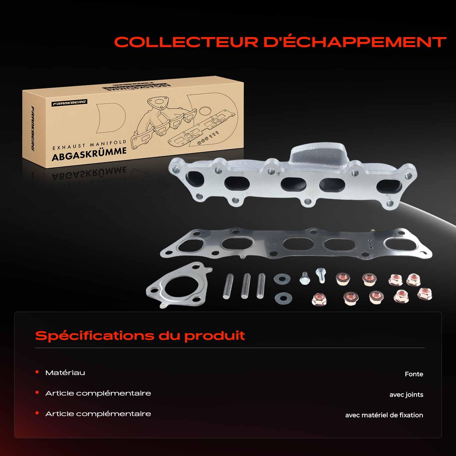 Frankberg Collecteur d'échappement 04180RBD305 | Compatible avec Civic VIII Hatchback FK FN, CR-V III RE, Accord VII Tourer CM, FR-V BE, Accord VII CL