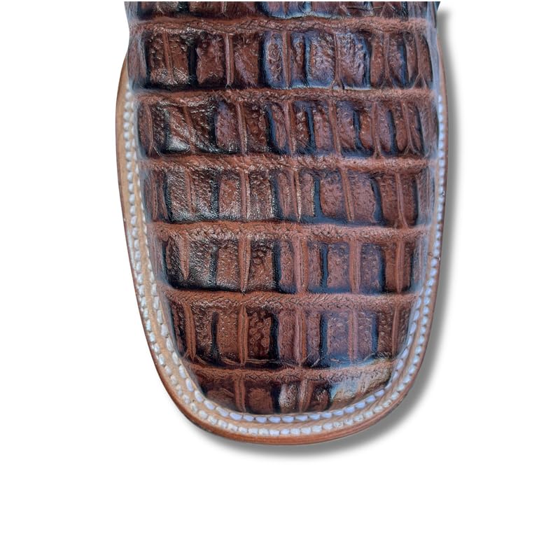 Image of Men's Alex Exotic Caiman Python Western Cowboy Boots Square Toe Pull On Tall Shaft bota de vaquero para hombre
