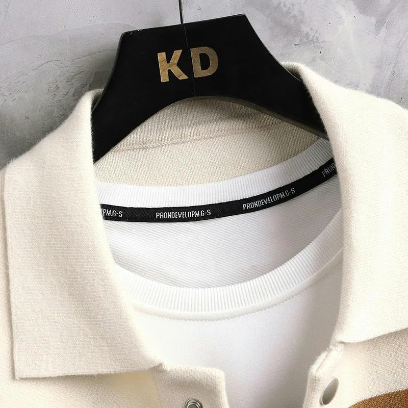 Men Knitted Cardigan Coat Spring Men's Matching Color Casual Loose Sweater Warm Coats4