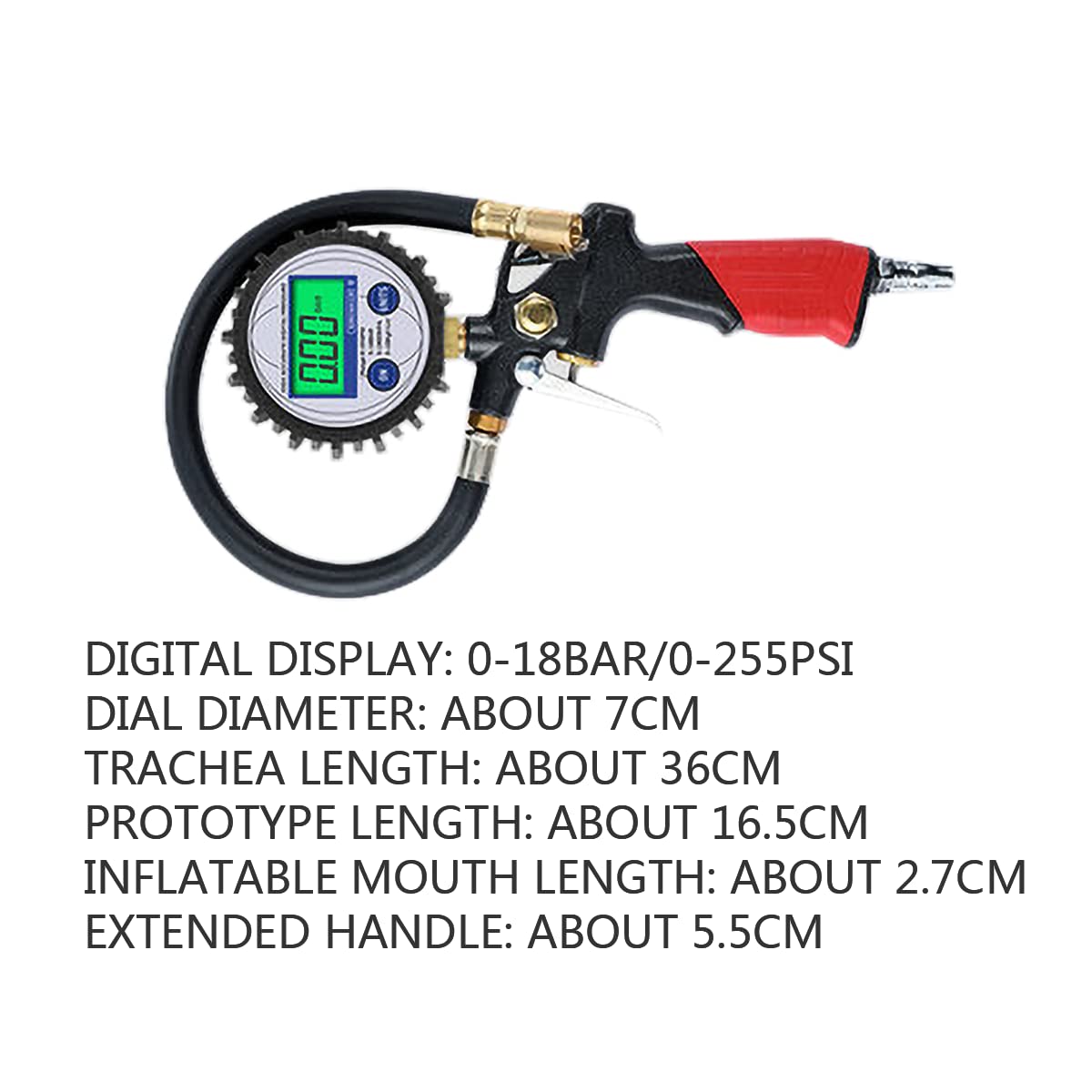 Manometro per Pneumatici 255PSI Manometro per Pneumatici Dispositivo di misurazione con retroilluminazione Multifunzione Bobina di azzeramento