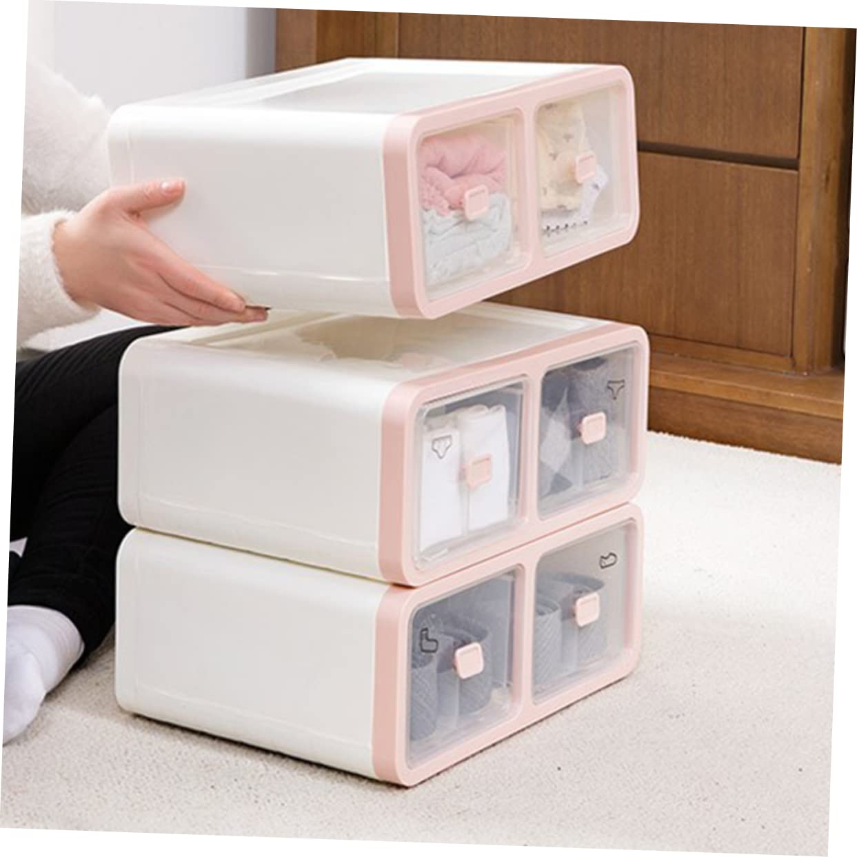 16cuadrículas Caja Organizadora Ropa Interior Calcetines Contenedor Almacenamiento Plástico Divisor Cajón Escritorio Fácil Limpiar