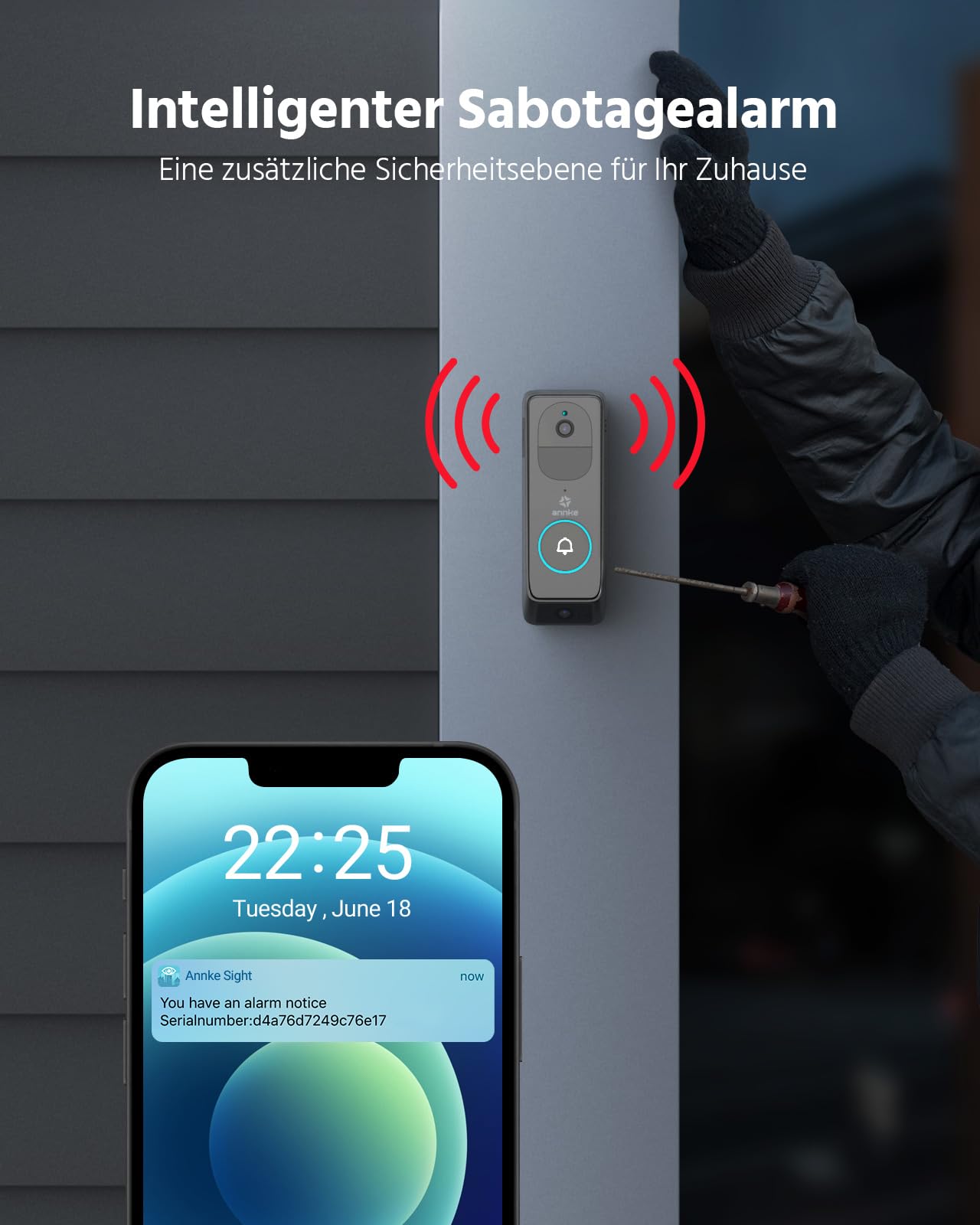 ANNKE Video-Türklingel, 2K Dual Türklingel mit Kamera, 190° Ultraweitwinkel | Personen-/Paketerkennung, Nachtsicht, 2-Wege-Audio, 2,4GHz WLAN, Kompatibel mit Alexa, Inklusive Indoor-Klingel