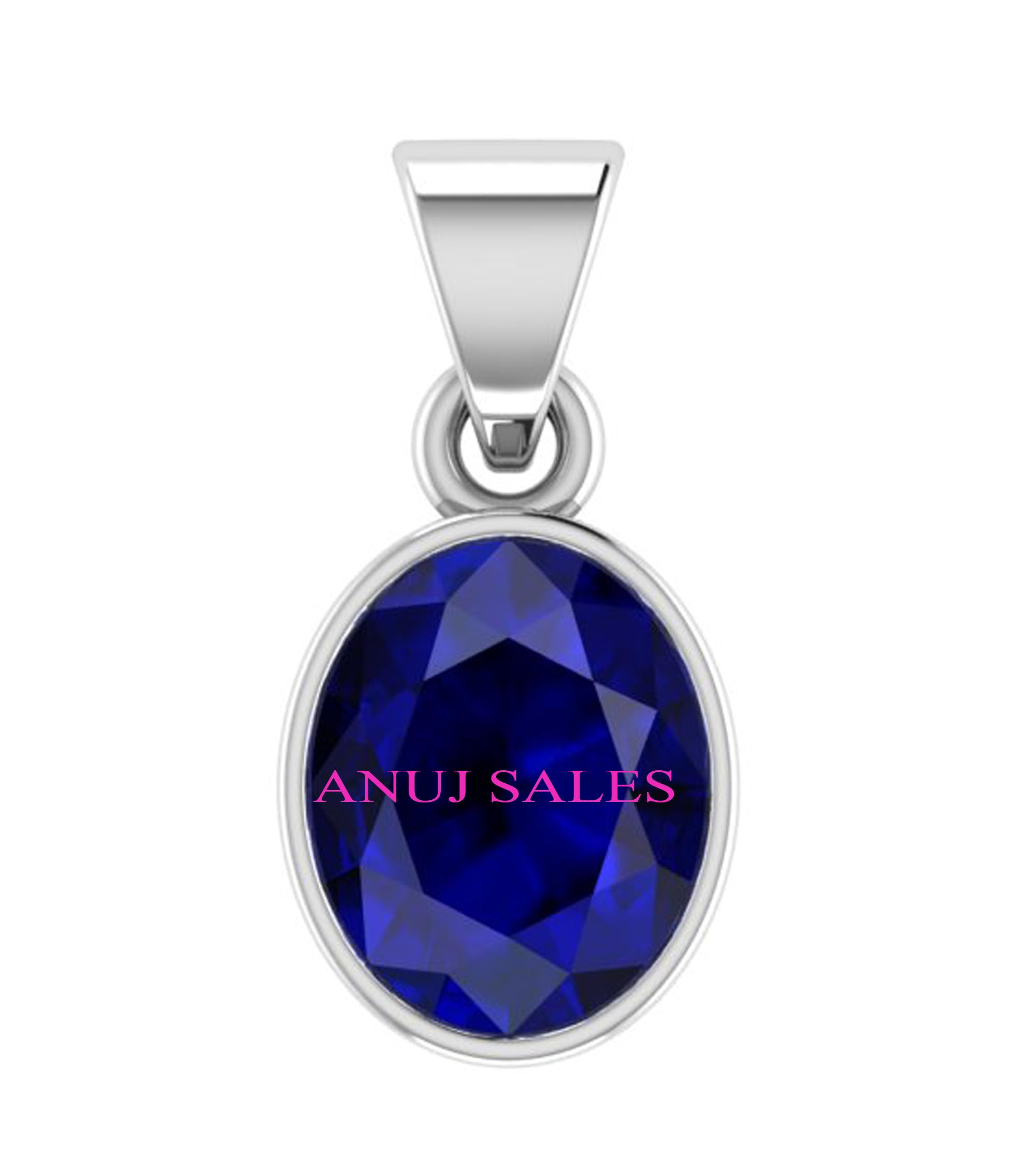 10.25 Ratti Blue Sapphire Pendant Nilam/Neelam Stone Silver Locket for Men and Women