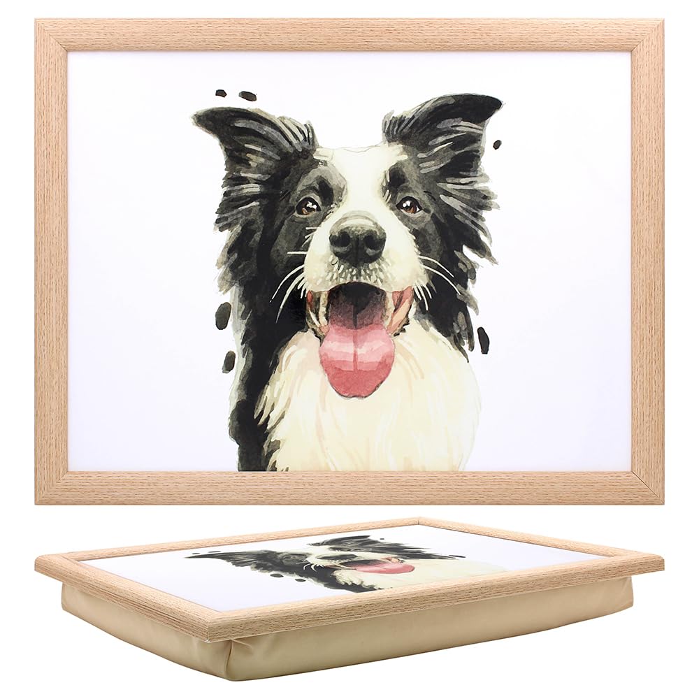 Tamersgifts Cushioned Laptrays Lap Tray TV Dinner Bean Bag Padded Cushion Gift (Collie Laptray)