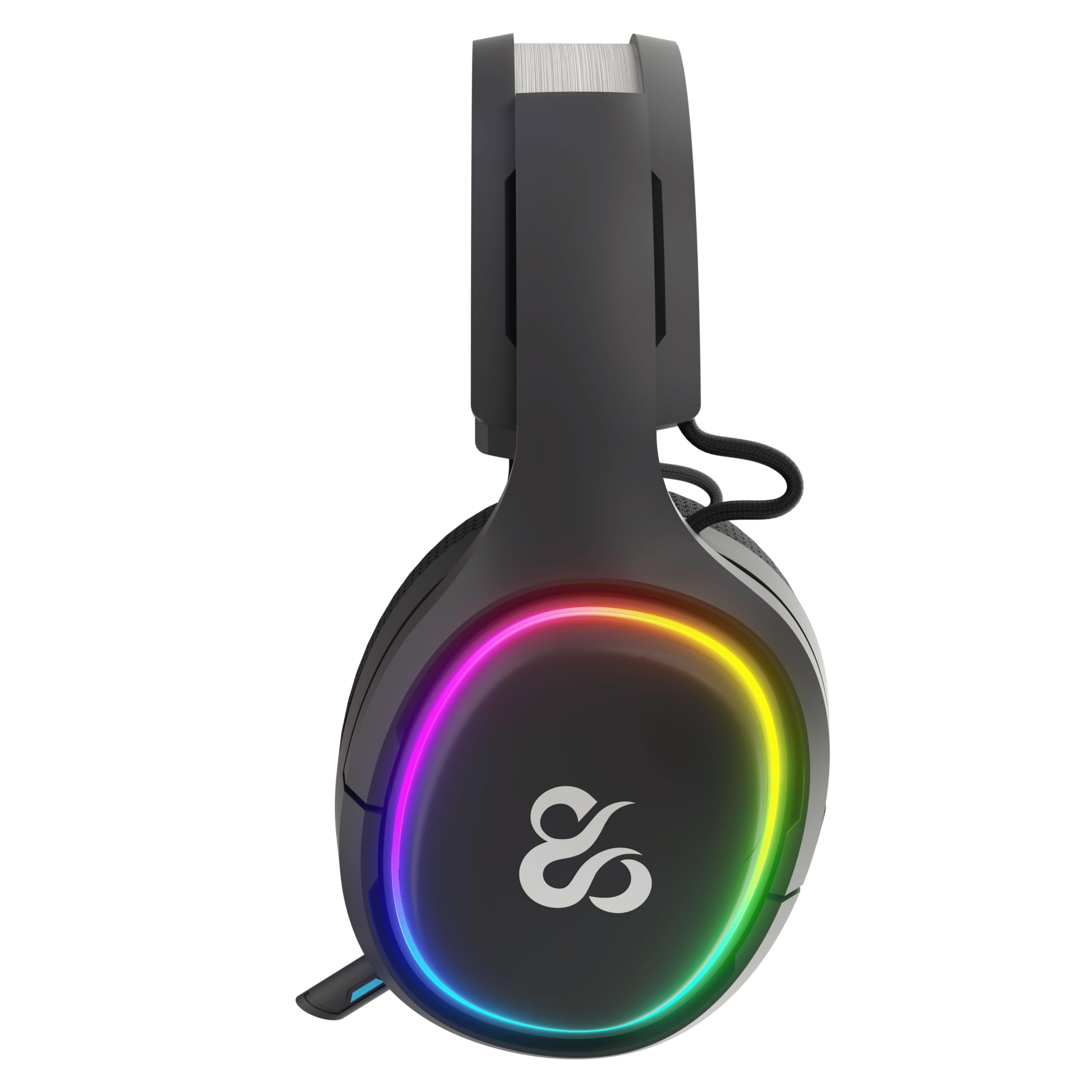 NEWSKILL Aton V2 Auriculares Gaming inalámbricos 2.4G, Bluetooth 5.0 y Cable Tipo C, micrófono retráctil, Sonido Envolvente, RGB, compatibles con PC, PS5, Switch y móvil - Negro