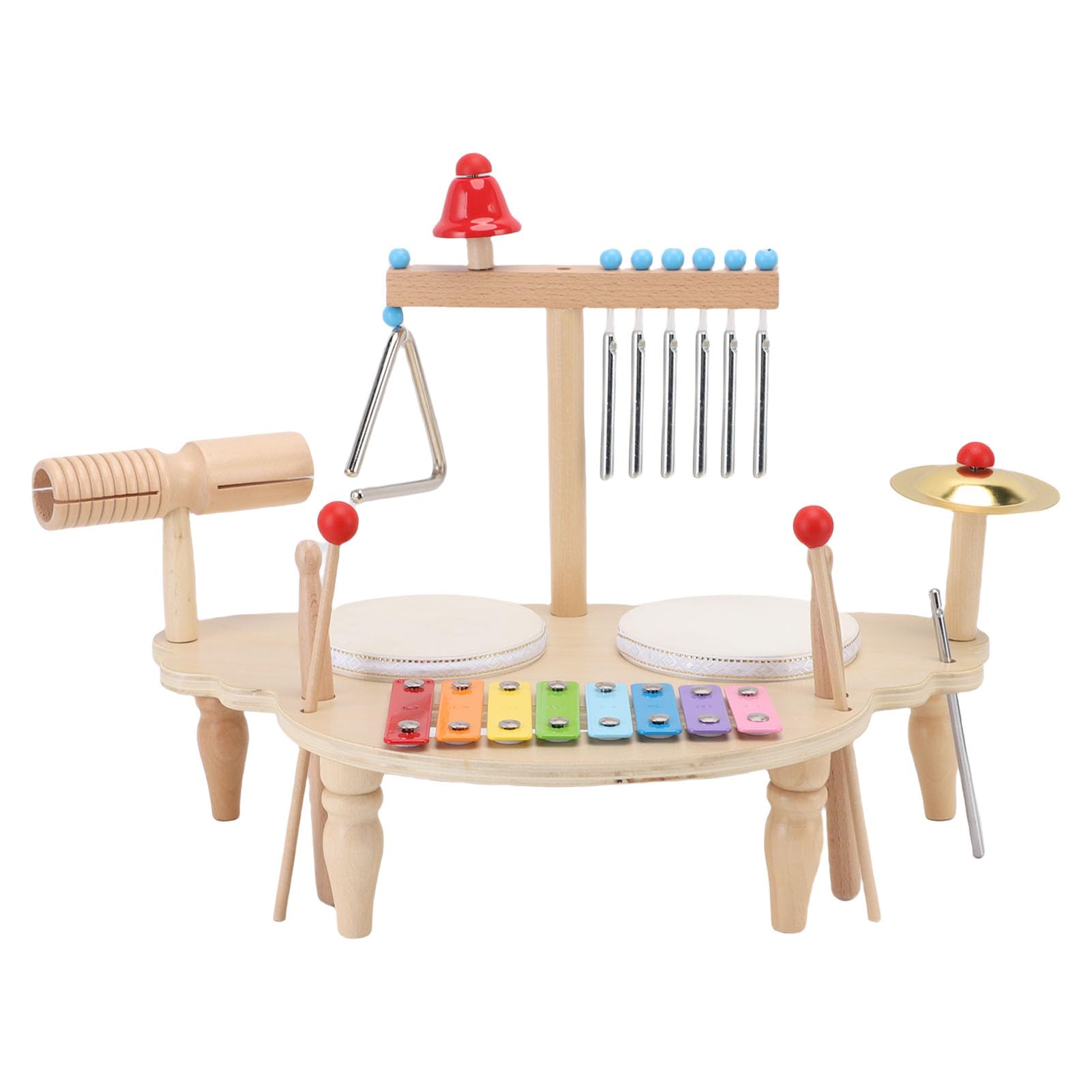Fdit Baby Music Station Educational Wooden Percussion Instrument Set for Early Learning and Creativity, Safe Materials, for Kids Ages 3-7