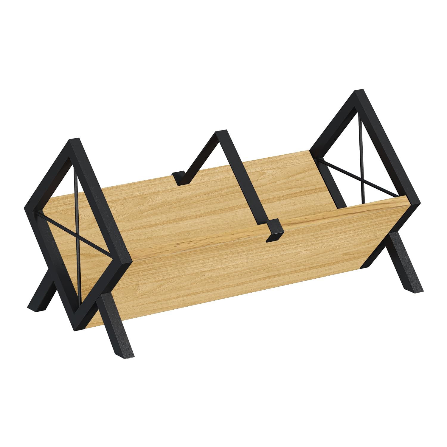 YINMIT Wood Desktop Bookshelf, Office Tabletop Bookshelf, Desk Shelf for Top of Desk in Living Room, Home, Office, Tilting Bookcase for CDs, Magazine, Books, Home Decor (Black Wood)