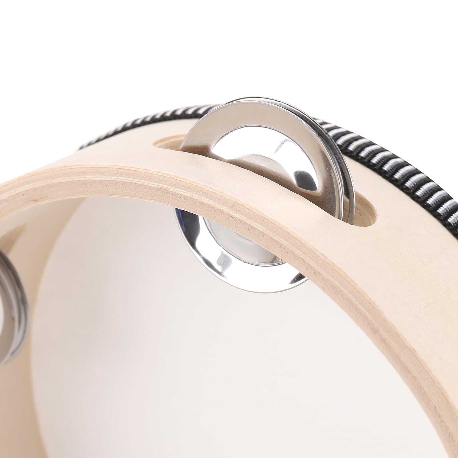 JEUIHAU 3 Pack Wooden Tambourine Drum, 6 Inch Hand Held Drum Single Row Metal Bell Jingles Musical Educational Instrument for Beginner and Professional Tambourine Player - Image 3