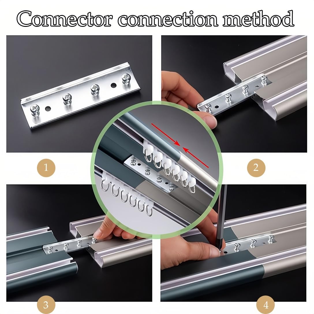 Sistema de riel deslizante de metal de doble fila con rodillos silenciosos para separadores de habitaciones de ventana, dormitorio y sala de estar, 18 pies/550 cm, montaje en techo blanco