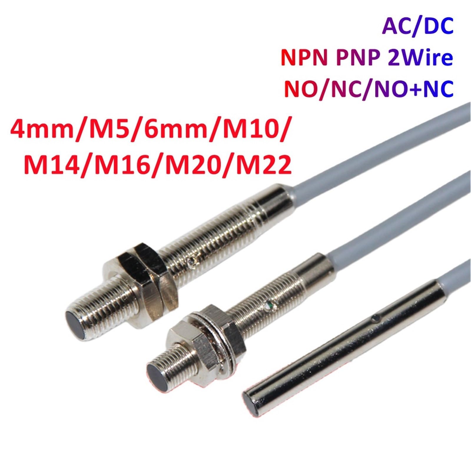 1 szt. czarny przełącznik zbliżeniowy indukcyjny czujnik zbliżeniowy NPN/PNP DC 6-36V czujnik podejścia 4 mm 6 mm M5 M10(M22(shielded), DC PNP NO i NC)