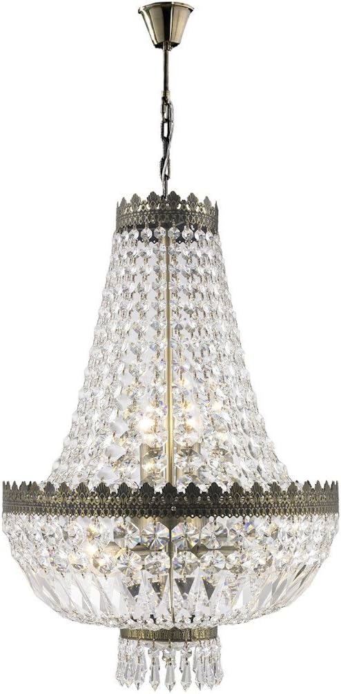 W83084B16 Metropolitan 6 Light Mini Chandelier, Antique Bronze Finish and Clear Crystal, 16" D x 24" H