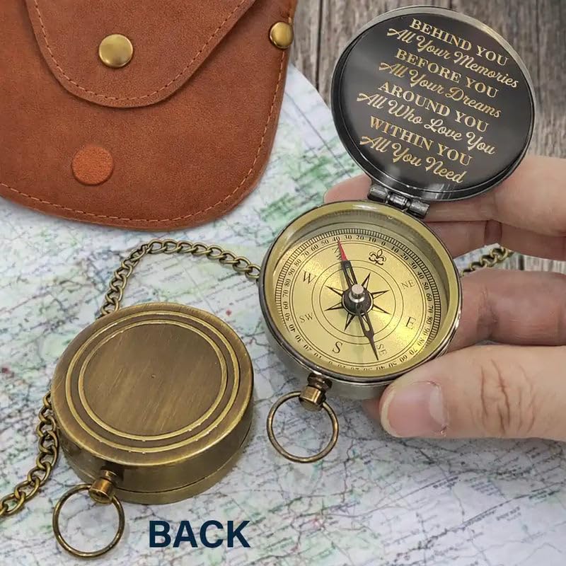 Brújula Grabada de Latón Personalizada Wander Prints miniatura 6